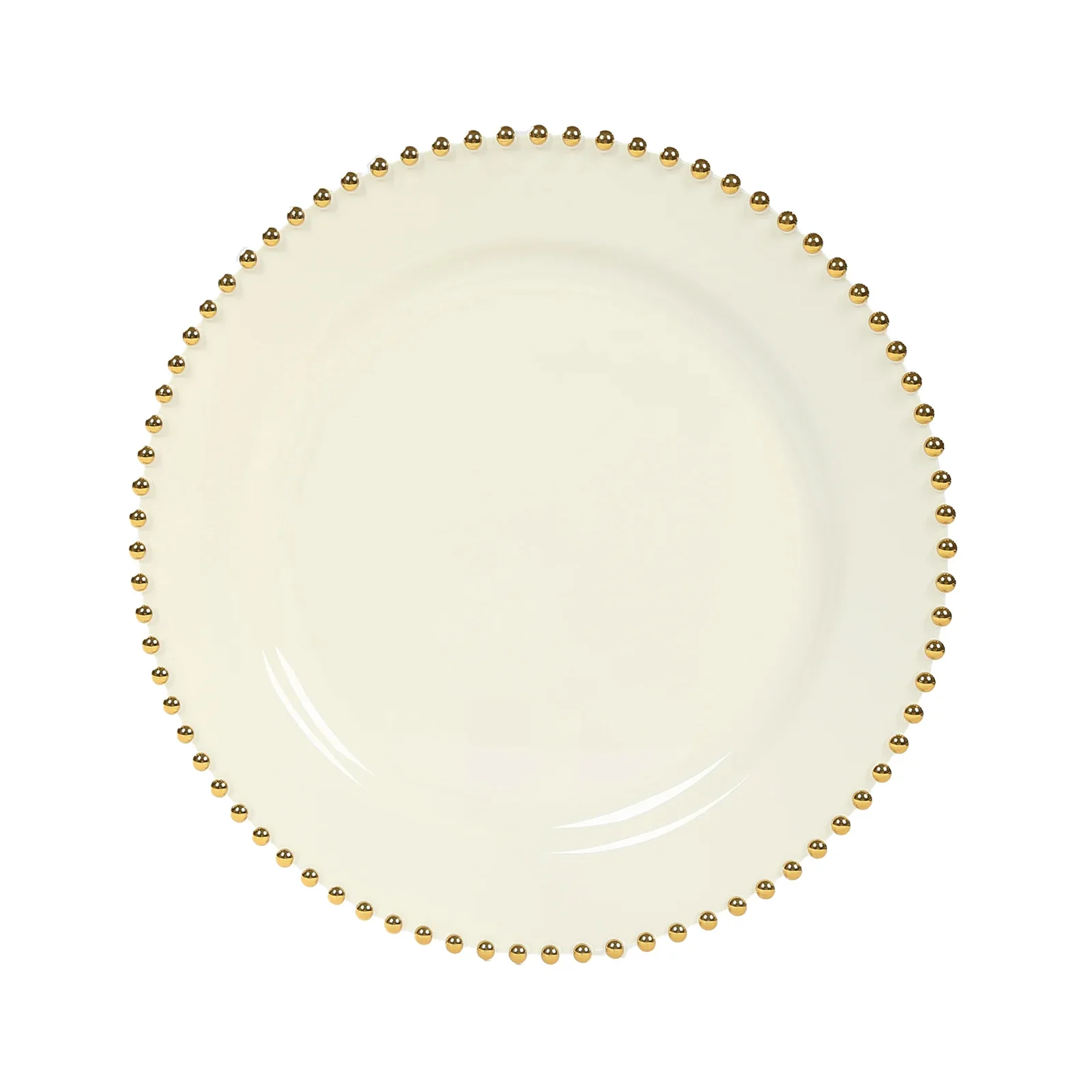 10-Pack Plastic Round Dinner Plates 10" Ivory with Gold Beaded Rim - Disposable Party Plates for Stylish Gatherings & Celebrations - Image 5