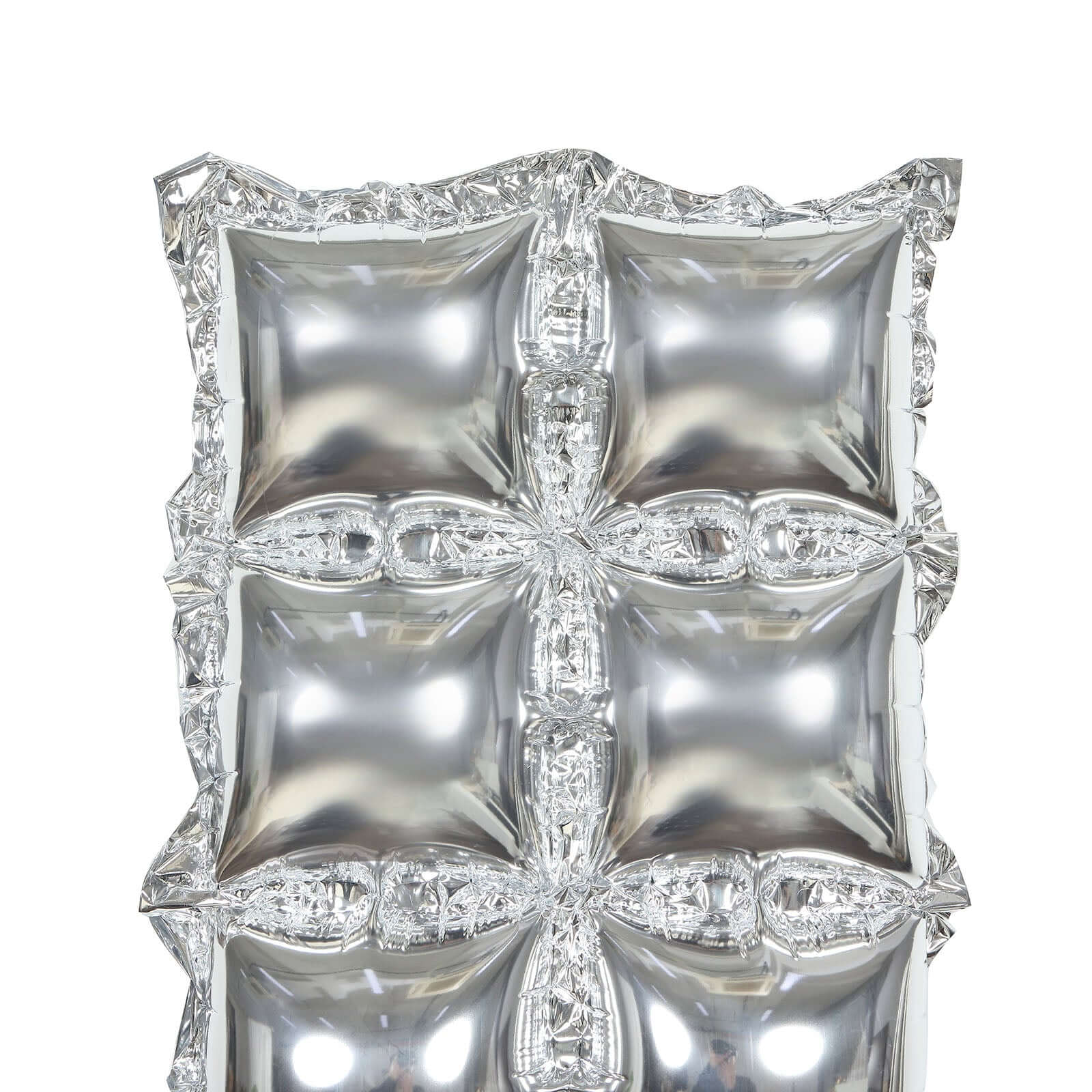 10 Pack Metallic Silver Double Row Mylar Foil Balloon Backdrop, Square Diamond Design Balloon Wall 43"x11" - Image 13
