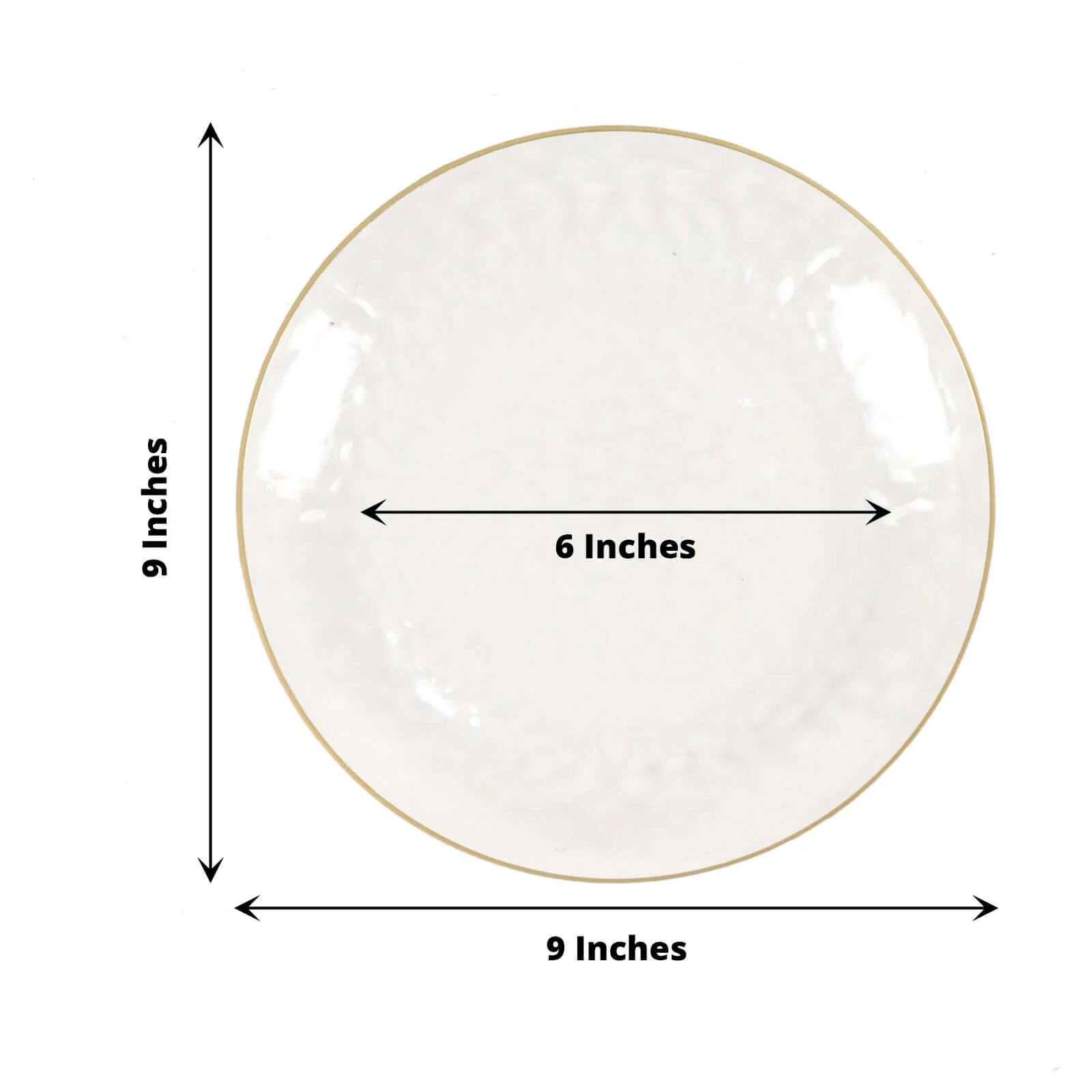10-Pack Plastic Round Dinner Plates 9" Clear Hammered Design with Gold Rim - Modern Disposable Party Plates - Image 3