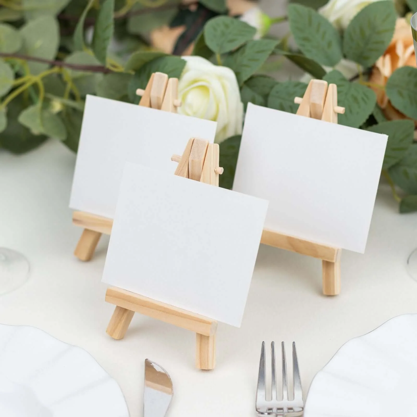 10-Pack Wooden Display Easel Stands 5" DIY Mini Design Natural - Rustic Place Card Table Number Holders - Image 8