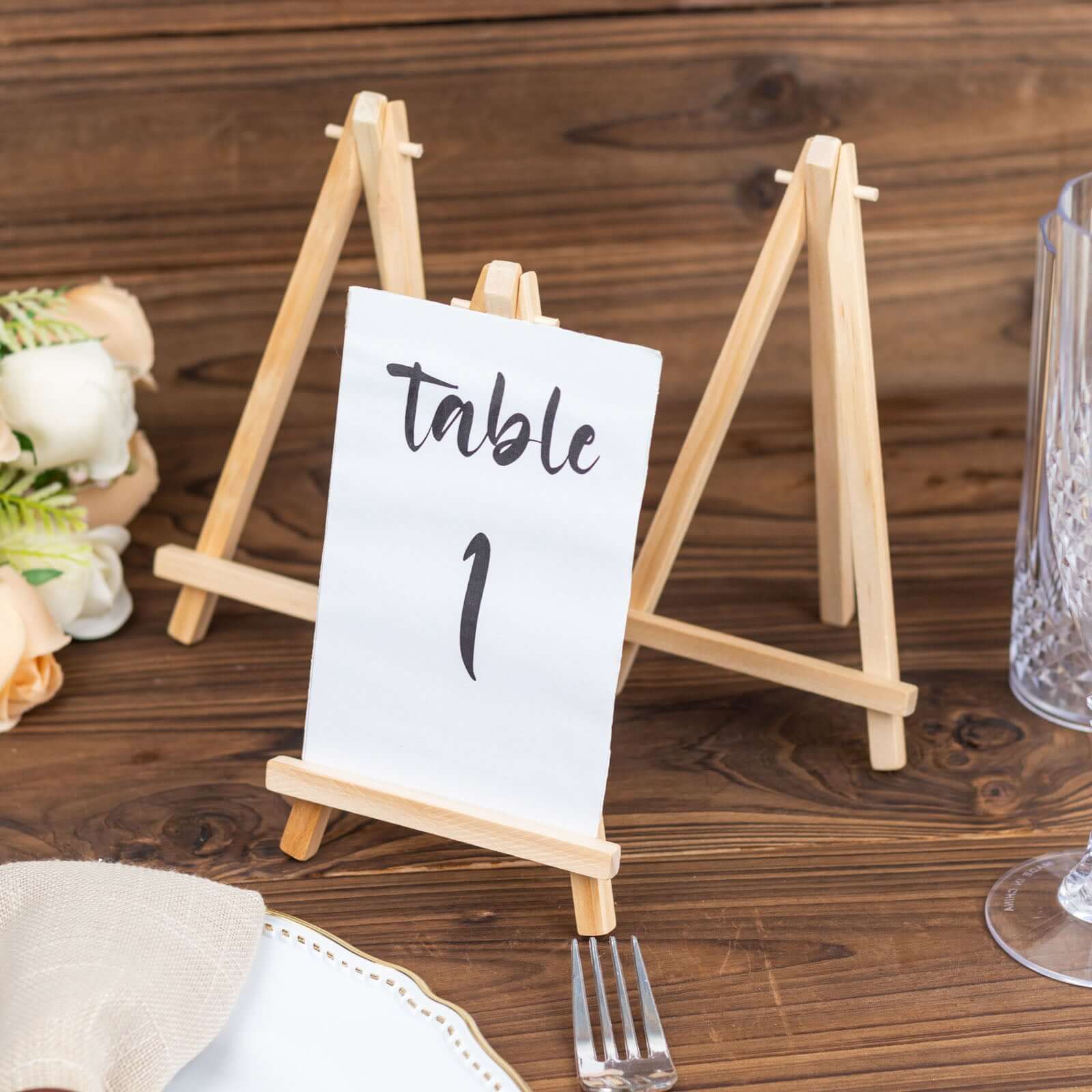 10-Pack Wooden Display Easel Stands 7" DIY Small Design Natural - Rustic Place Card Table Number Holders - Image 6
