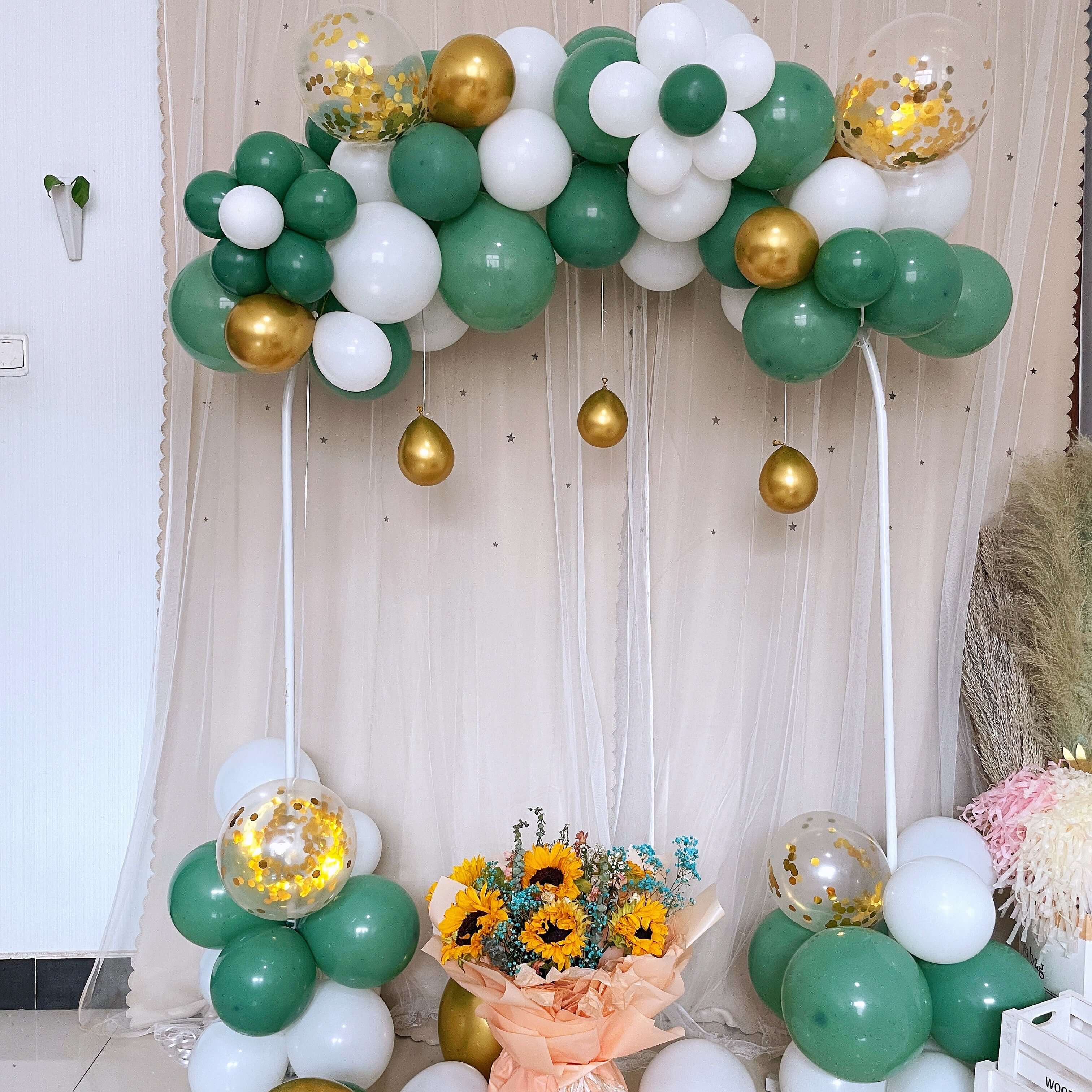 100 Pack Green, Gold, White, Clear DIY Balloon Garland Arch Party Kit - Image 2