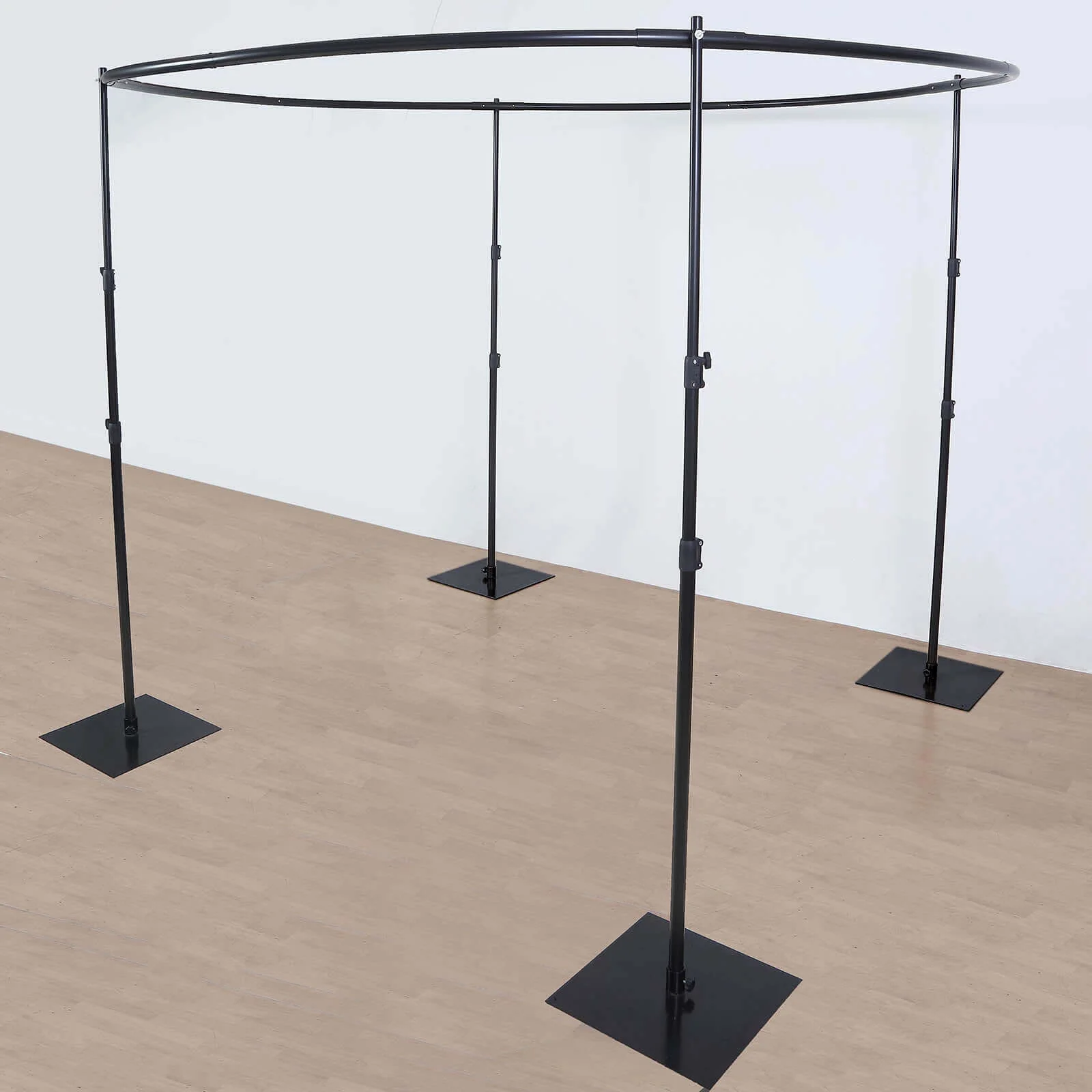 Adjustable 4-Post Circular Black Metal Wedding Event Arch Stand, Round Backdrop Canopy Frame Chuppah 10ft - Image 11