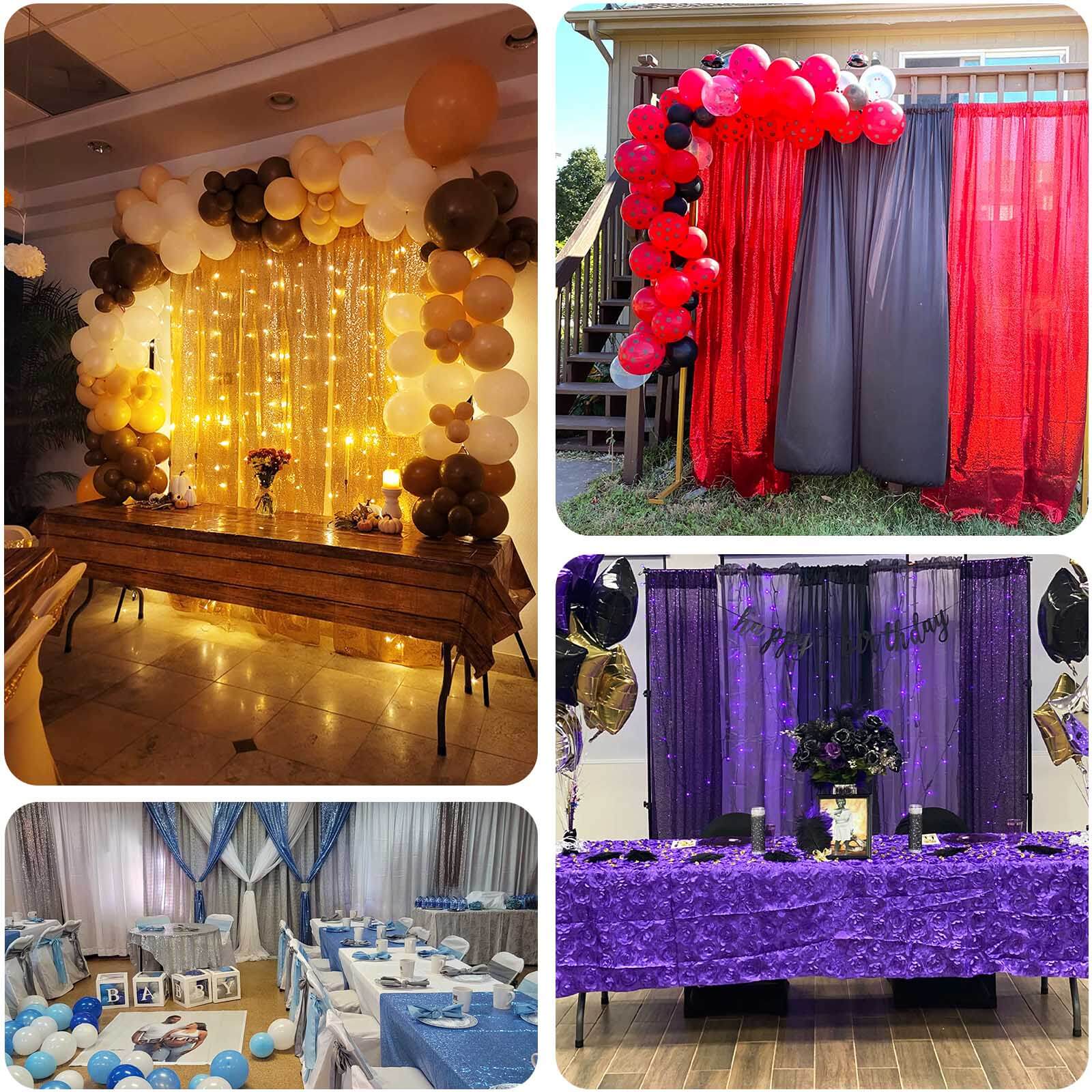 2 Pack Black Sequin Backdrop Drape Curtains with Rod Pockets, Seamless Glitter Mesh Photo Booth Event Divider Panels - 8ftx2ft - Image 5