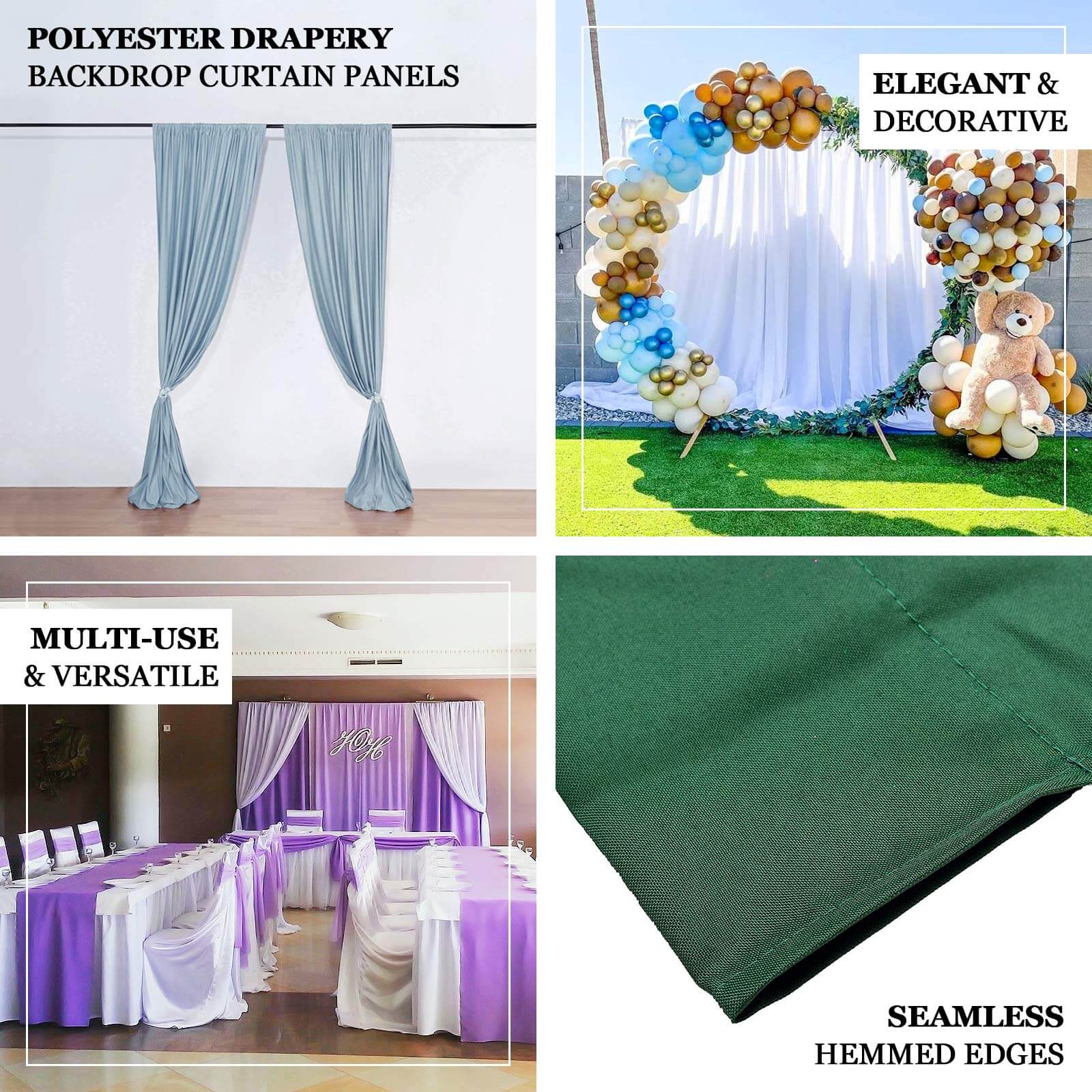 2 Pack 5ftx8ft Red Polyester Backdrop Drape Curtains With Rod Pockets, Event Divider Panels 130GSM - Image 4