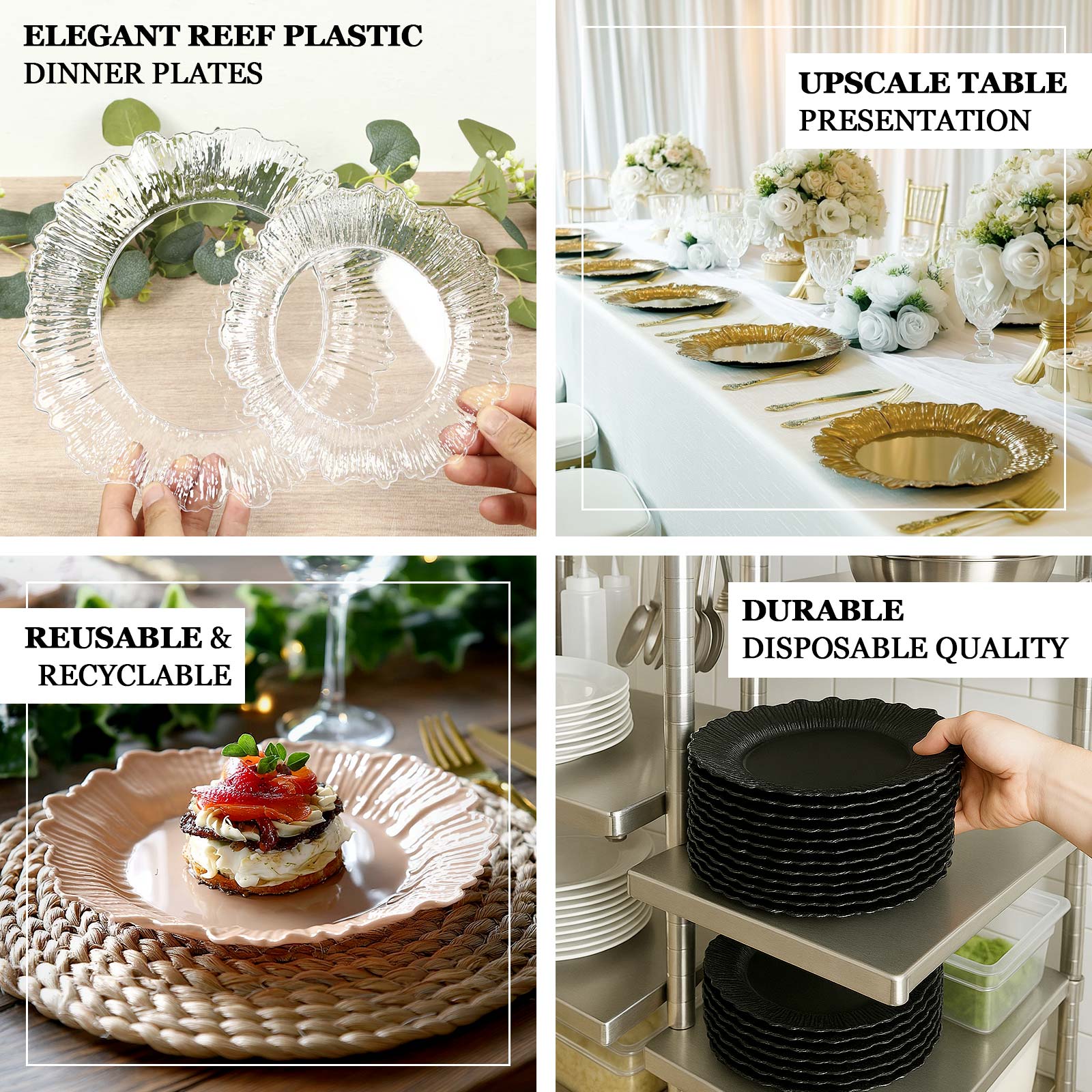 20-Pack Taupe Reef Design Plastic Plates – 7" Dessert & Appetizer Party Plates – Elegant Disposable Tableware - Image 3
