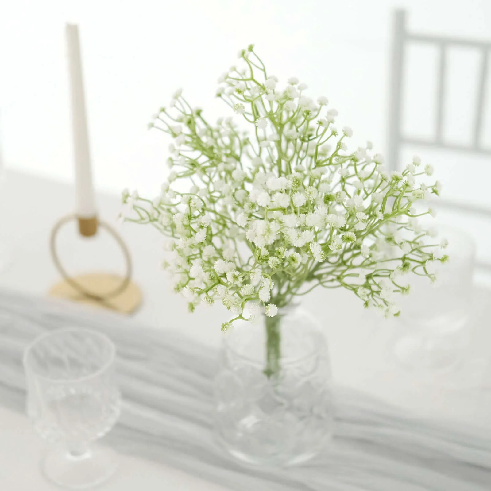 3 Pack White Artificial Baby’s Breath Gypsophila Flower Bouquets, Real Touch Faux Floral Arrangements, 14" - Image 7