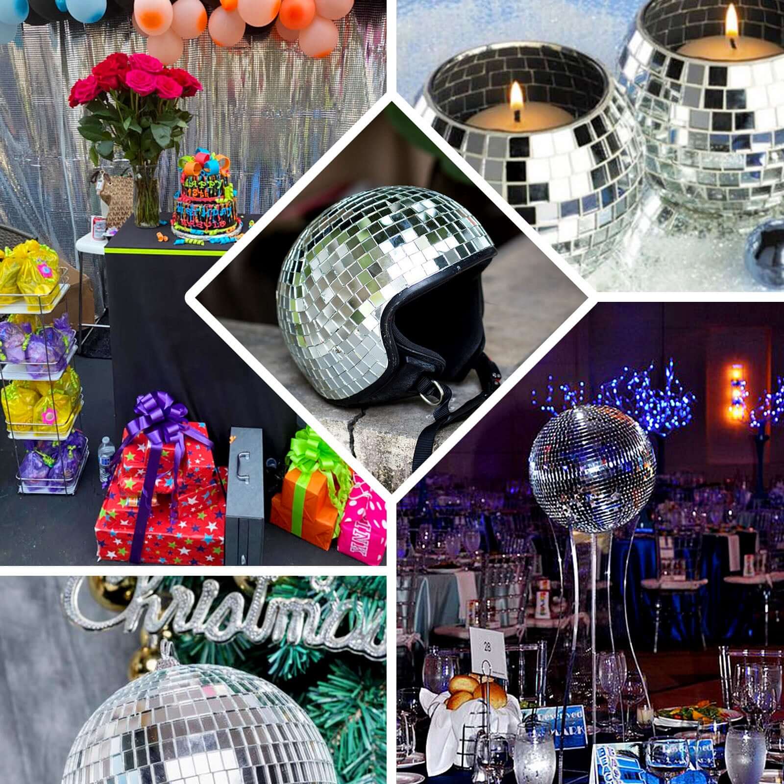 Silver Metallic Foil Disco Ball Mirror Fabric: Add Glamour to Your Event Decor - Image 5