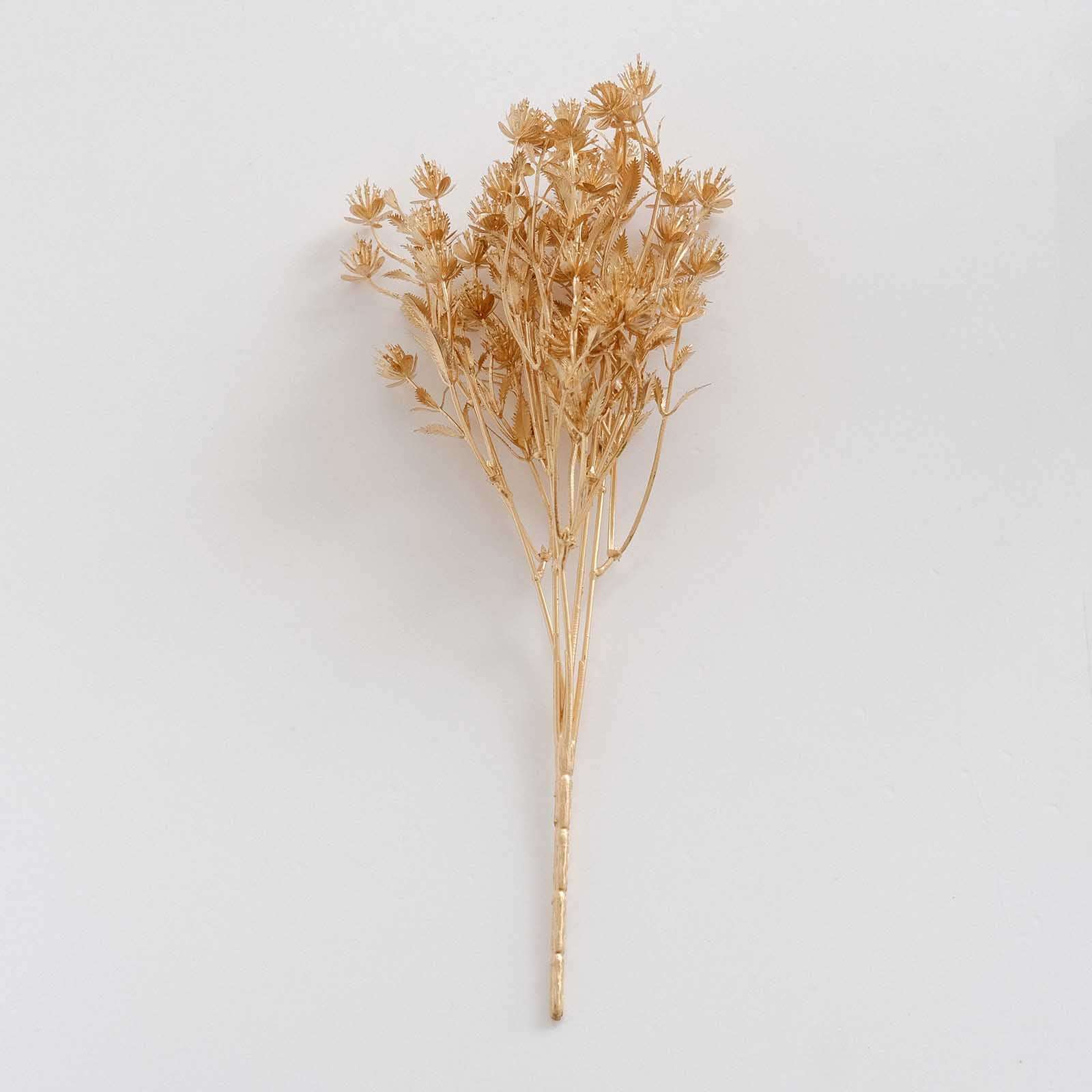 4 Pack Metallic Gold Artificial Baby’s Breath Stems, 13" Floral Spray Decor - Image 10