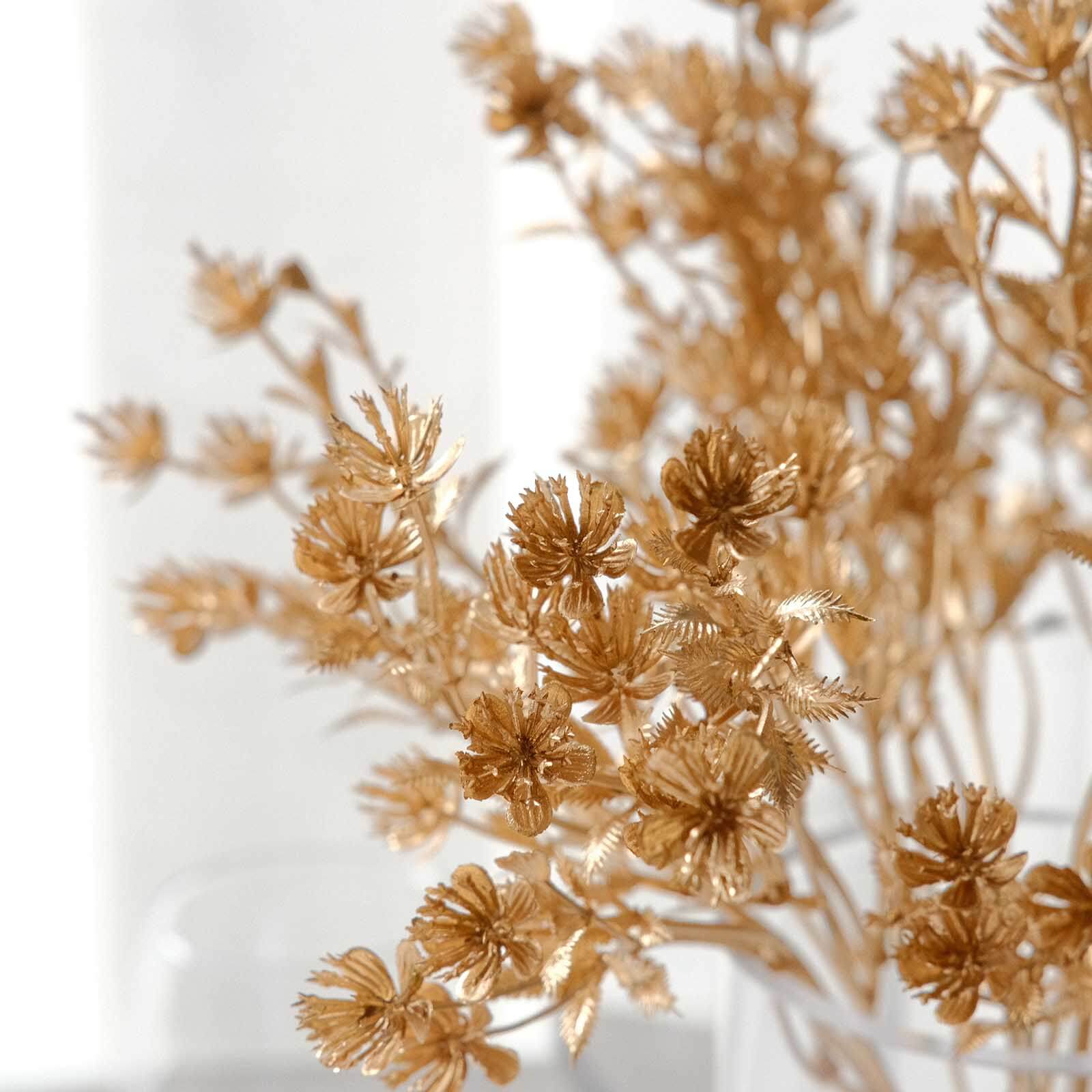 4 Pack Metallic Gold Artificial Baby’s Breath Stems, 13" Floral Spray Decor - Image 11