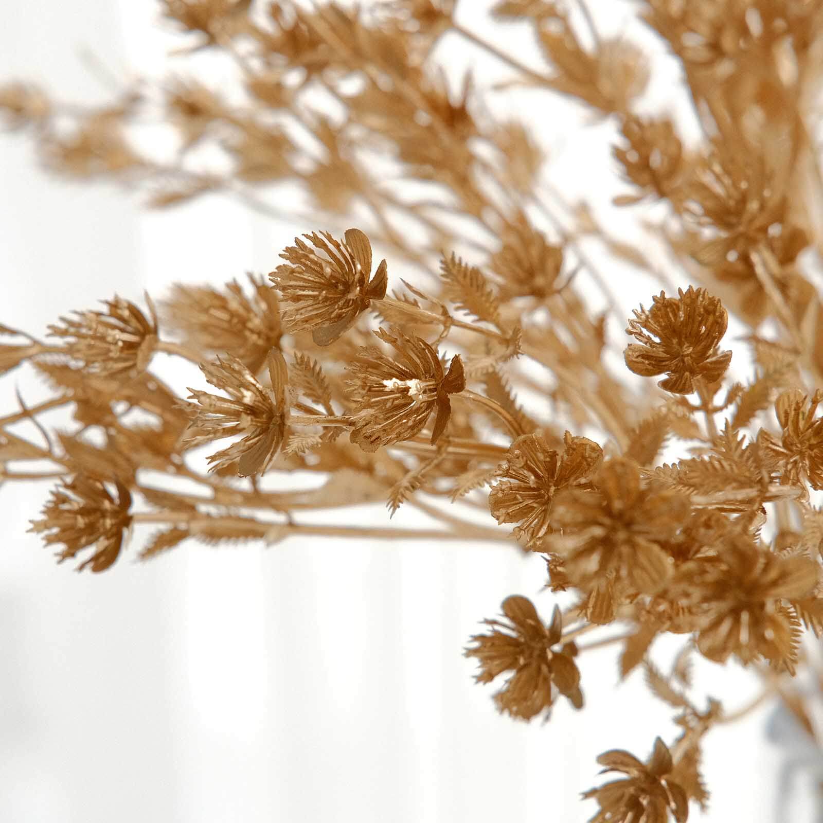 4 Pack Metallic Gold Artificial Baby’s Breath Stems, 13" Floral Spray Decor - Image 2