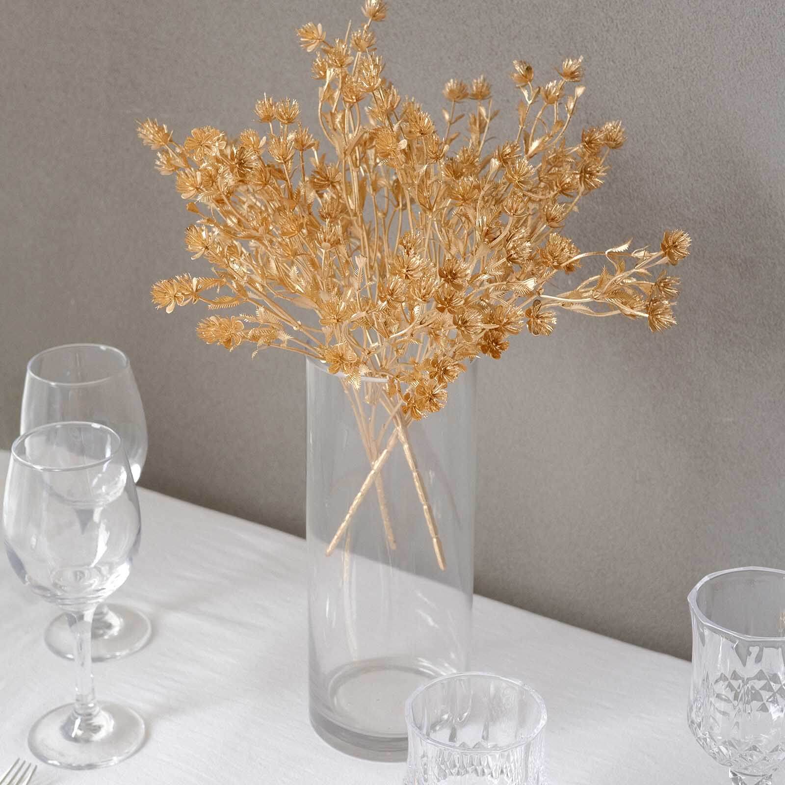 4 Pack Metallic Gold Artificial Baby’s Breath Stems, 13" Floral Spray Decor - Image 4