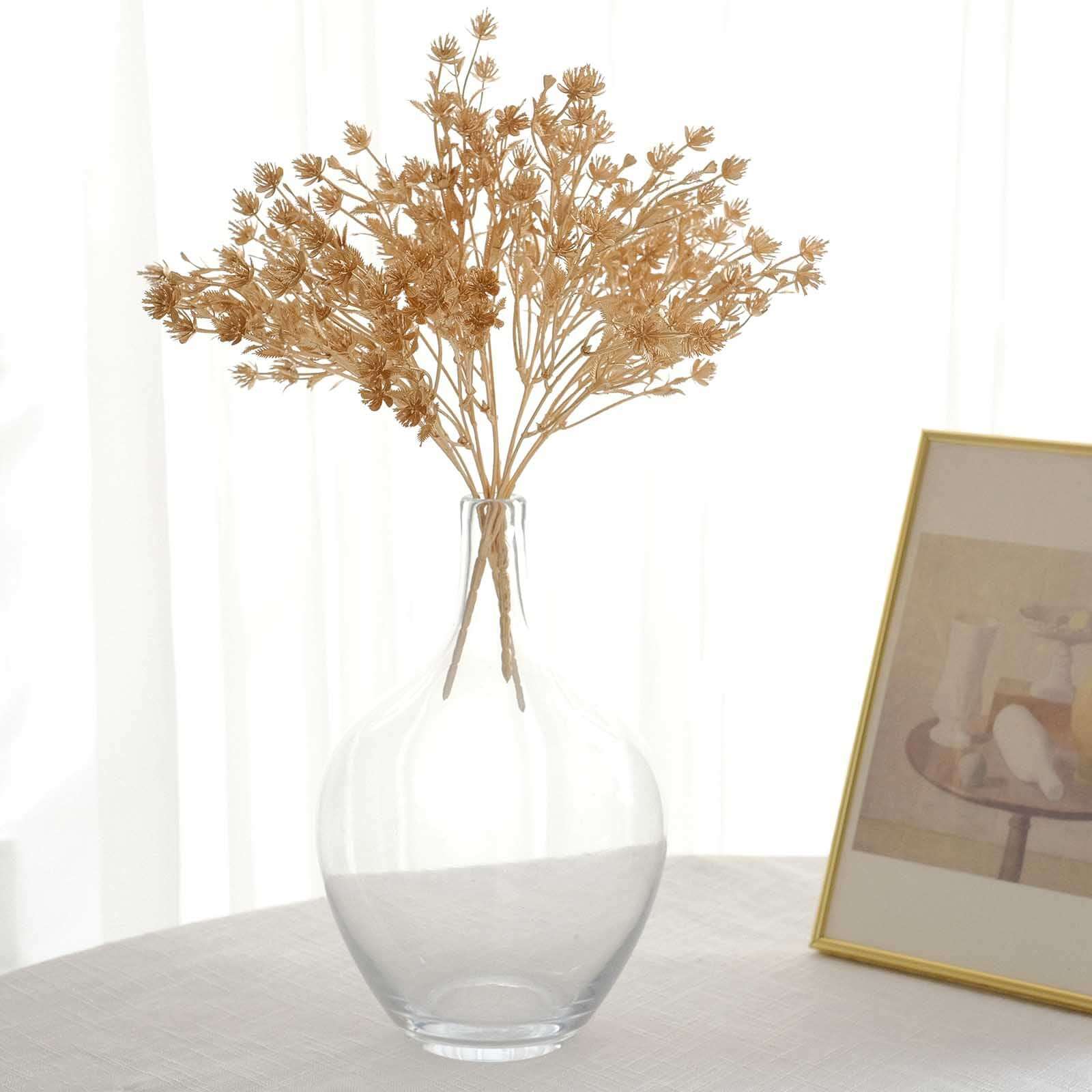 4 Pack Metallic Gold Artificial Baby’s Breath Stems, 13" Floral Spray Decor - Image 5