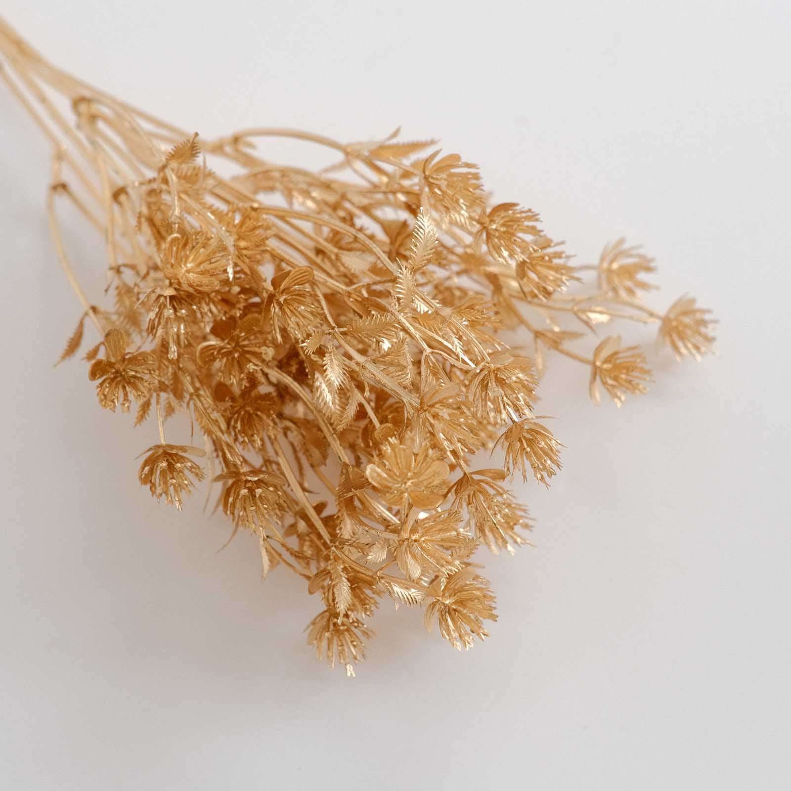 4 Pack Metallic Gold Artificial Baby’s Breath Stems, 13" Floral Spray Decor - Image 6