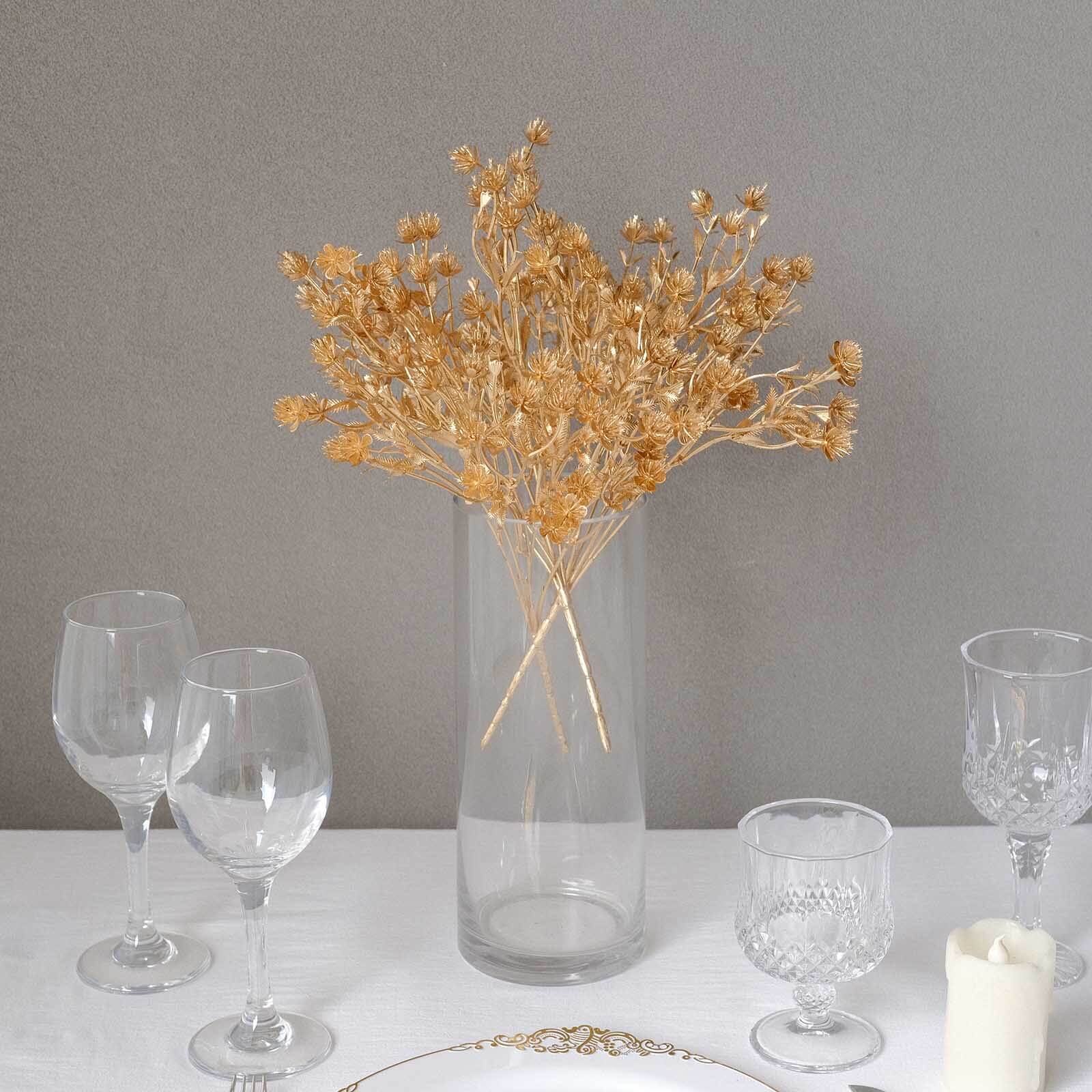 4 Pack Metallic Gold Artificial Baby’s Breath Stems, 13" Floral Spray Decor - Image 9