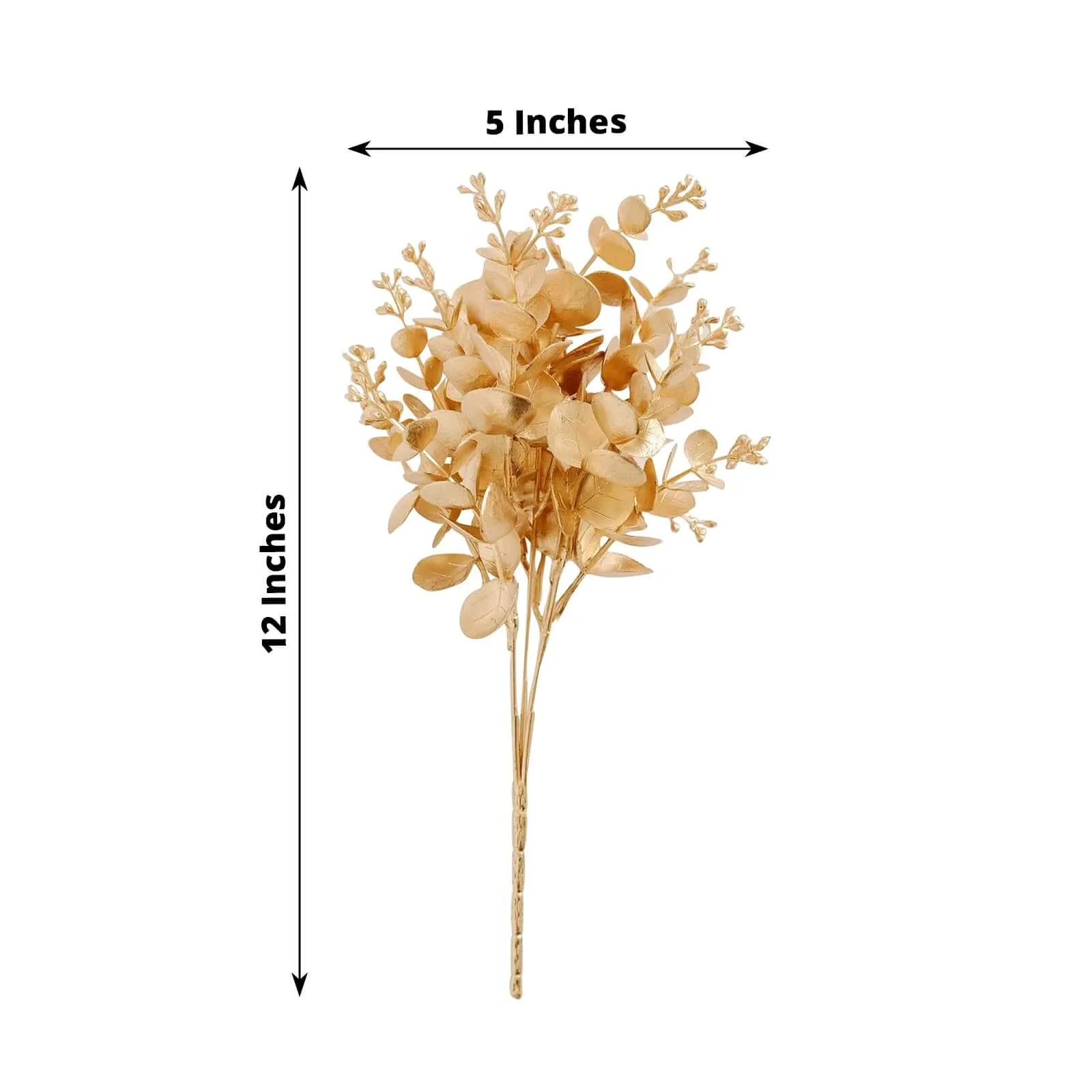 4 Pack Metallic Gold Artificial Eucalyptus Bushes, Faux Leaf Decor 12" - Image 3