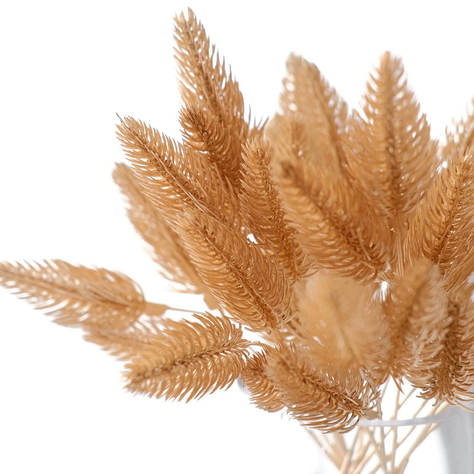 4-Pack Metallic Gold Artificial Pine Branches 11" Faux Flexible Pine Needle Sprigs for Holiday & Wedding Decor - Image 4