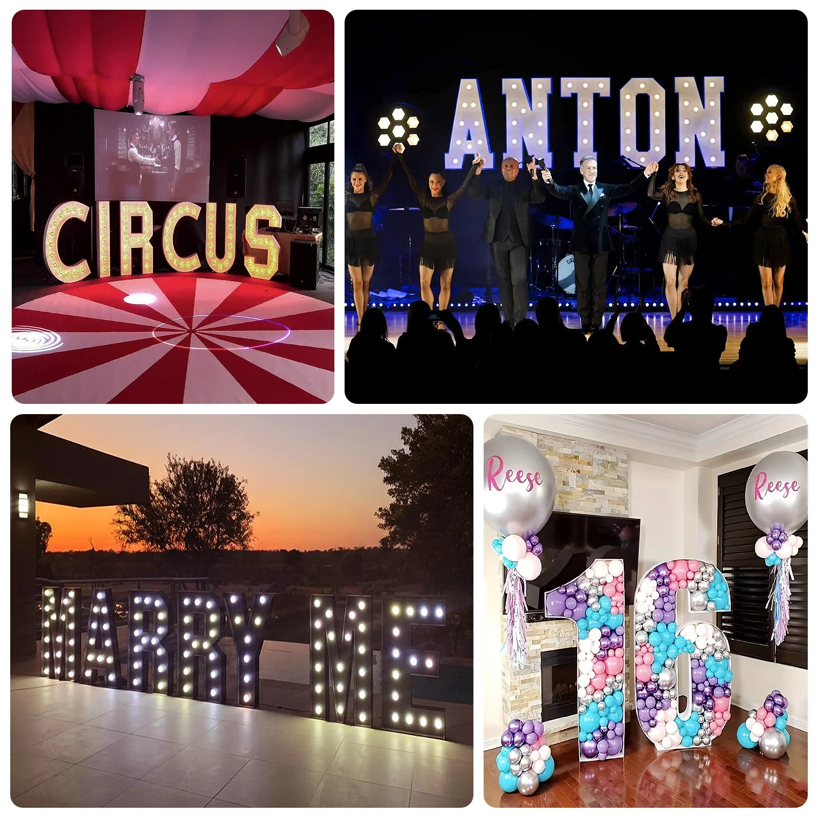 4ft Giant LED Marquee Letter "Y", Black Pre-Cut Foam Board with 10 Warm White Battery Operated LEDs, Glue Gun and Sticks - Image 5