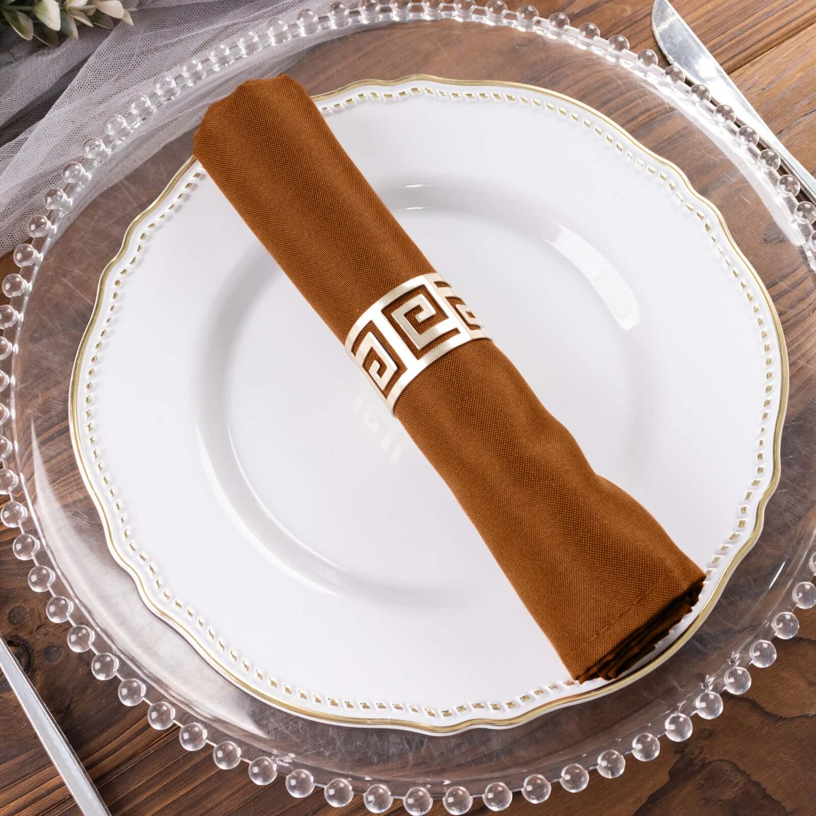 5 Pack Premium Polyester Napkins 20"x20" Cinnamon Brown - Durable & Wrinkle Resistant Dinner Napkins - Image 8