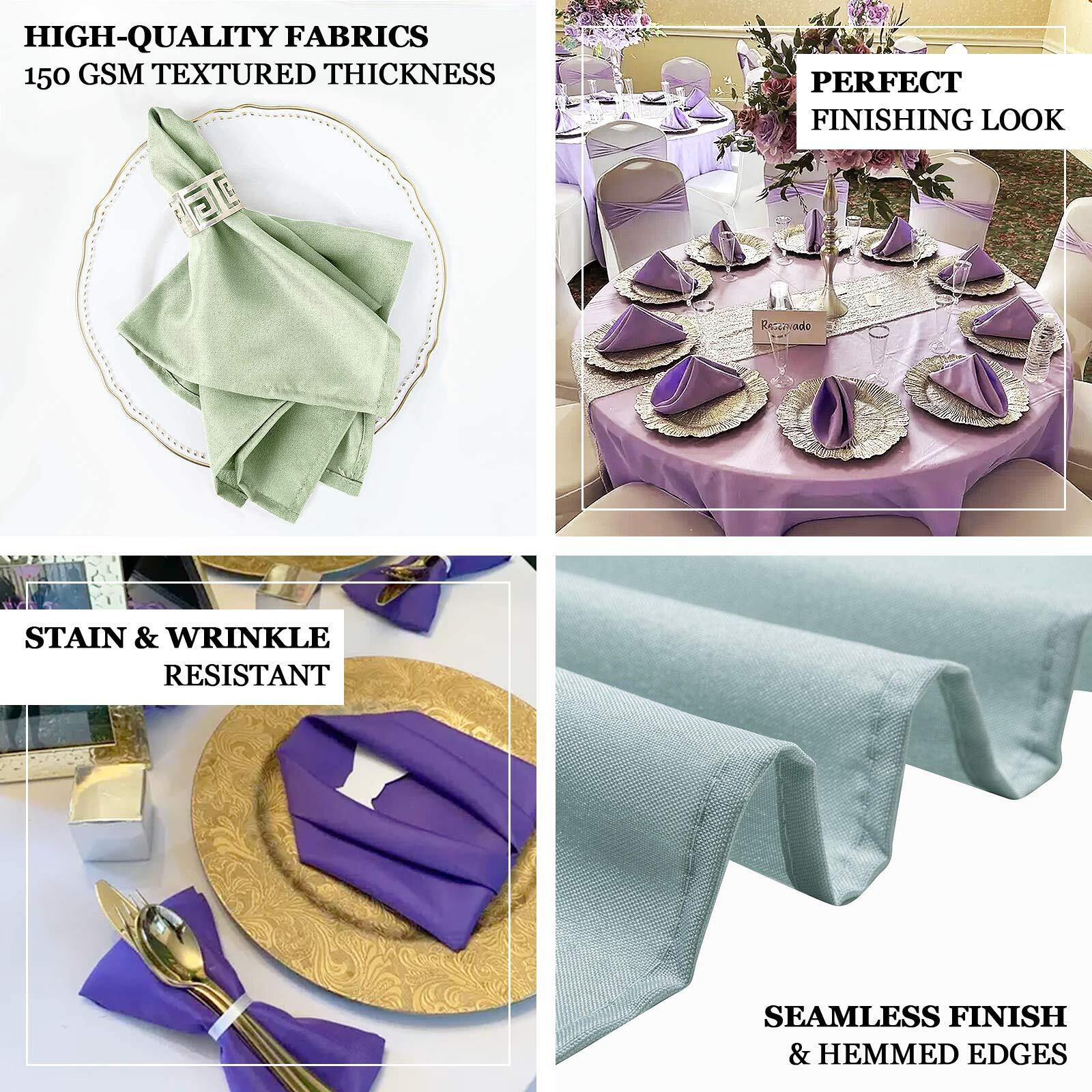 5 Pack Premium Polyester Napkins 20"x20" Purple - Durable & Wrinkle Resistant Dinner Napkins - Image 4