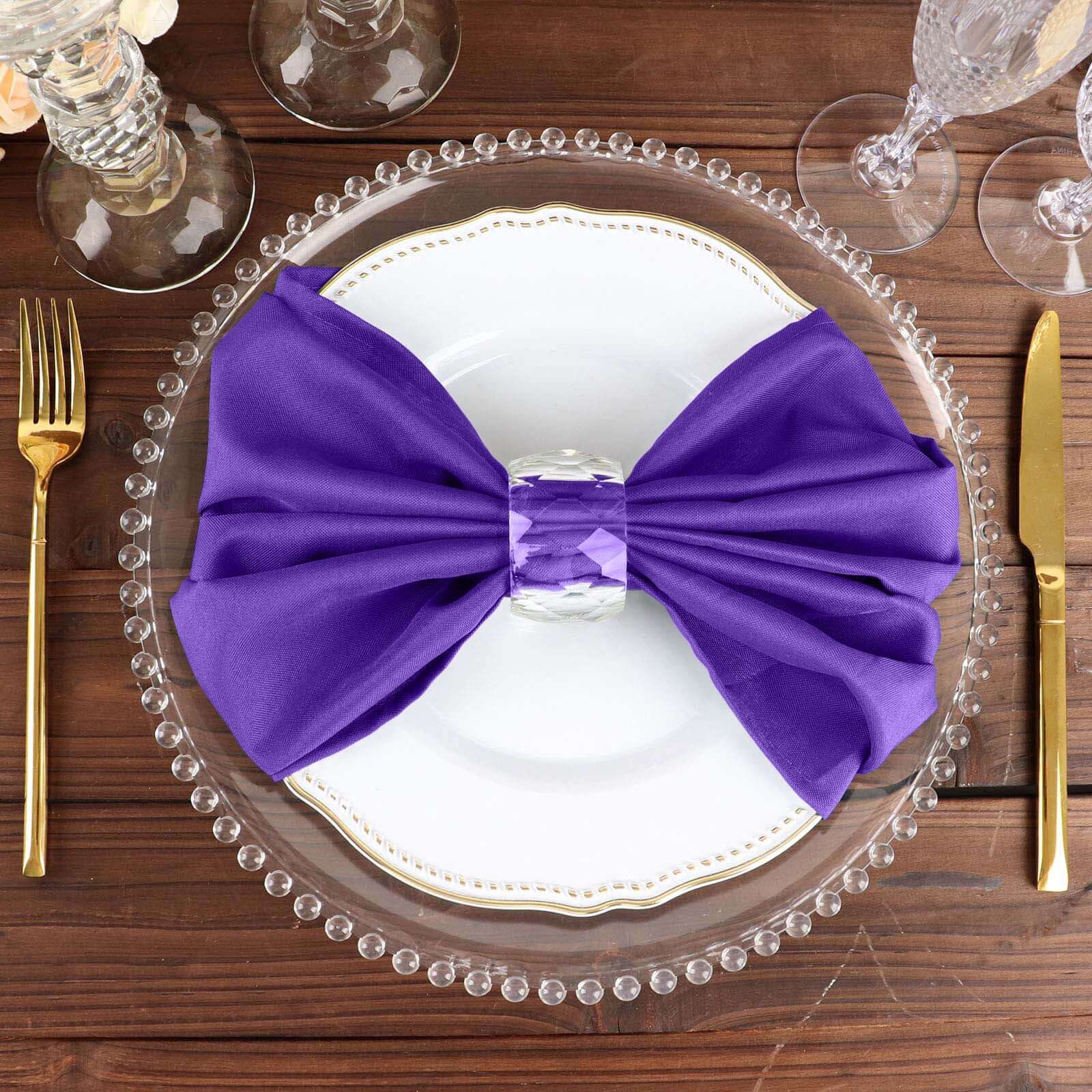 5 Pack Premium Polyester Napkins 20"x20" Purple - Durable & Wrinkle Resistant Dinner Napkins - Image 8