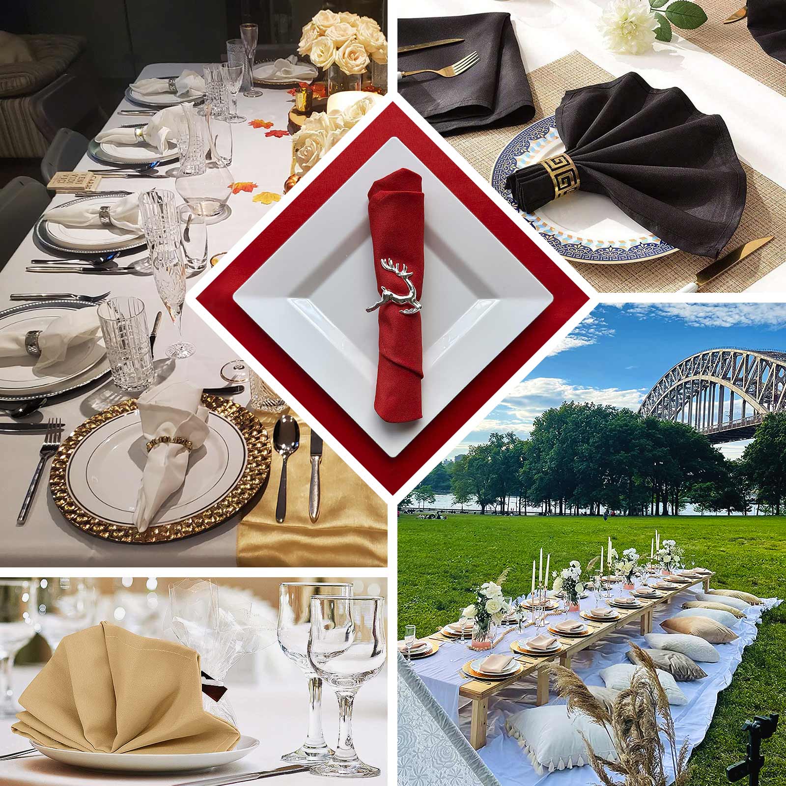 5 Pack Scuba Napkins 20"x20" Burgundy - Wrinkle-Free & Reusable Cloth Napkins - Image 5