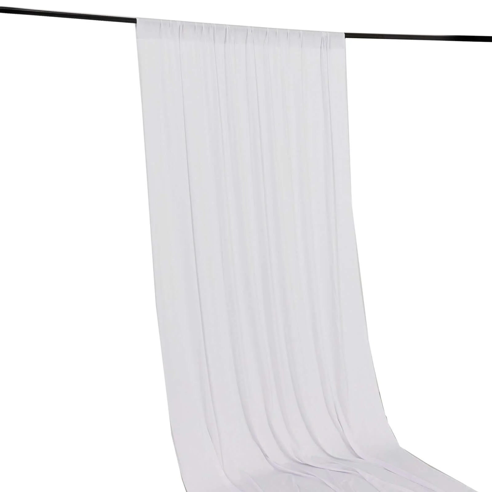 White 4-Way Stretch Spandex Backdrop Drape Curtain, Wrinkle Free Event Divider Panel with Rod Pockets - 5ftx16ft