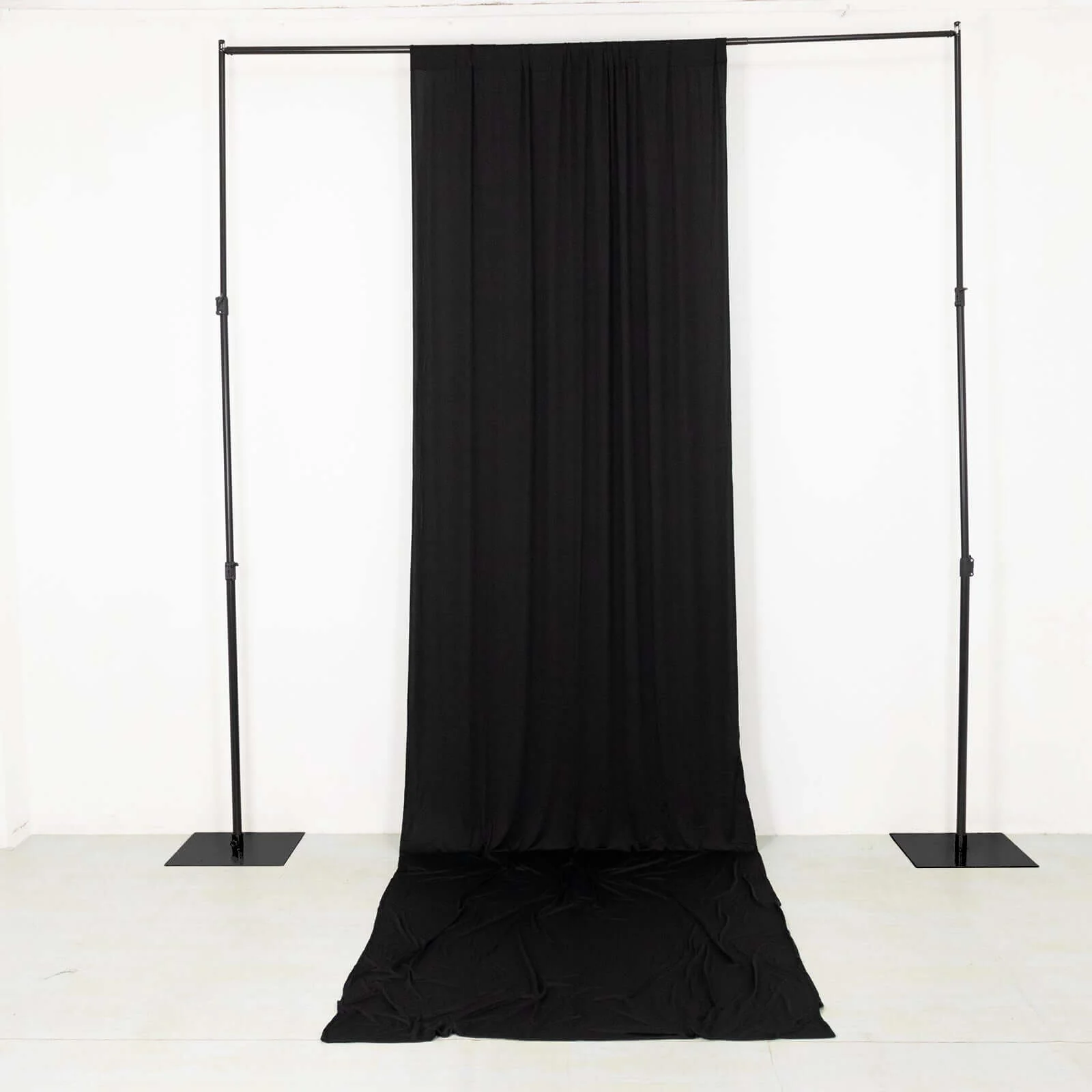 Black 4-Way Stretch Spandex Backdrop Drape Curtain, Wrinkle Free Event Divider Panel with Rod Pockets - 5ftx16ft - Image 2