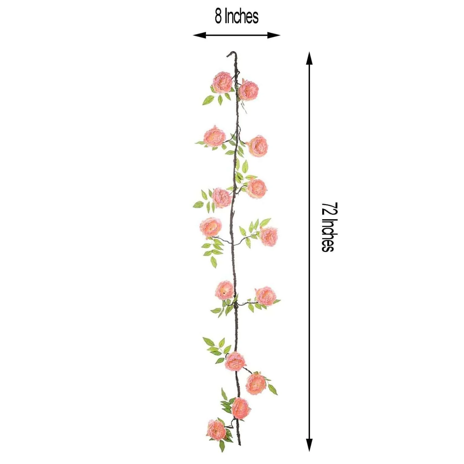 Blush Artificial Silk Peony Hanging Flower Garland, Faux Vine 6ft - Image 3
