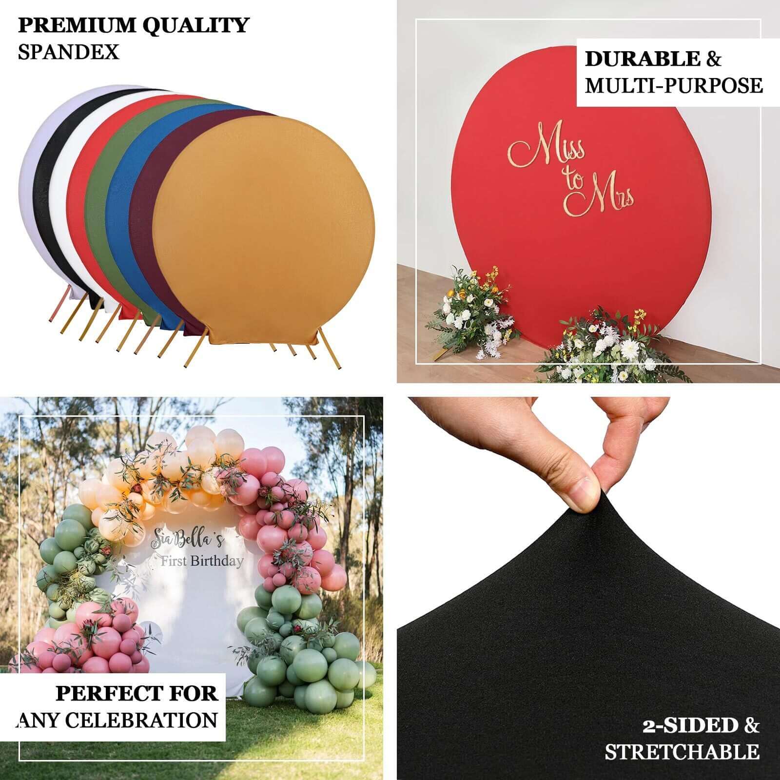 Matte Beige Round Spandex Fit Wedding Backdrop Stand Cover 7.5ft - Image 5