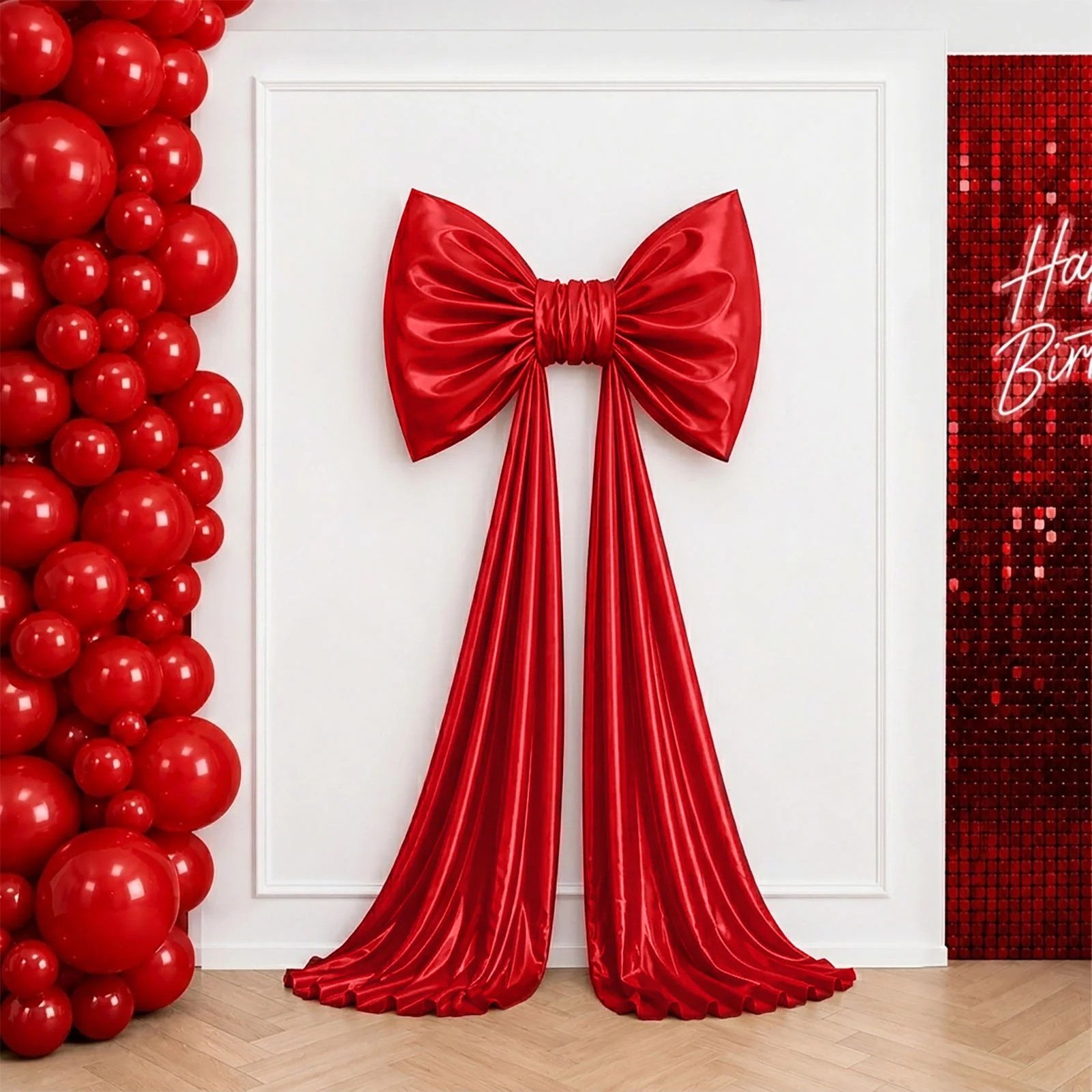 7ft Giant Red Satin Bow Tie Décor for Weddings, Baby Showers & Events - Image 6