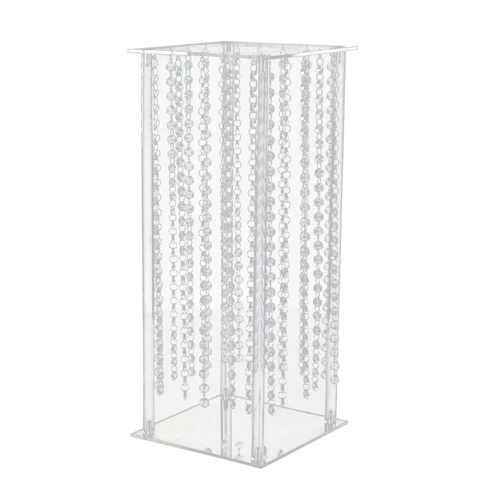 Acrylic Flower Pedestal Vase Pillar Stand 24" Clear with Crystal Beads - Heavy Duty Wedding Table Centerpiece - Image 8