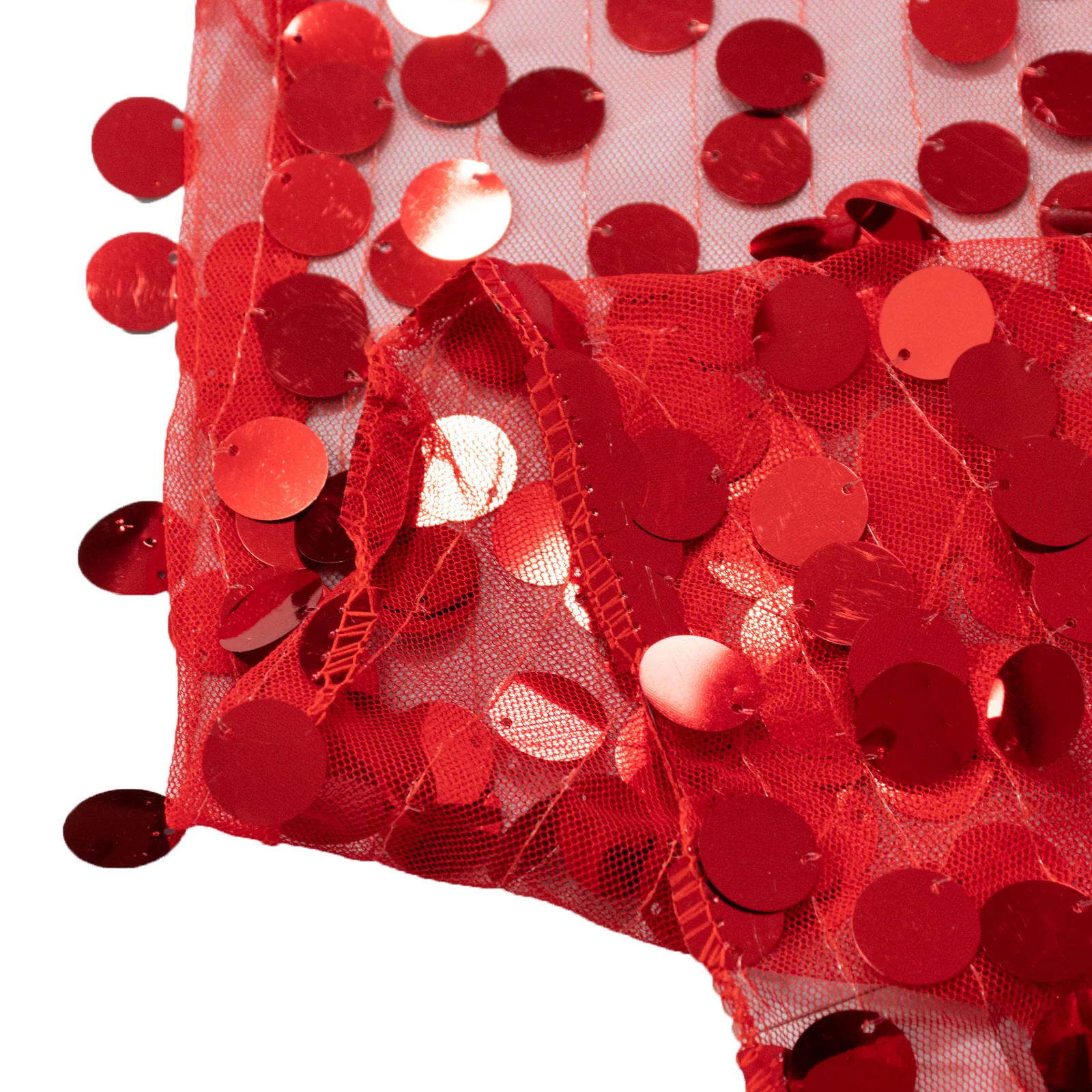 Sequin Round Tablecloth 132" Red - Big Payette Table Cover - Image 7