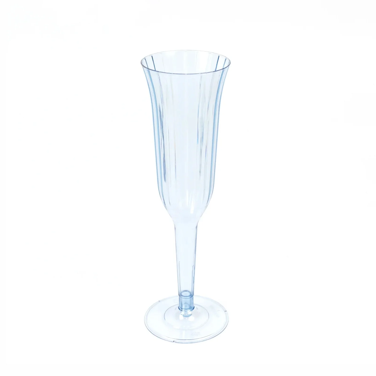 24-Pack Plastic Champagne Flutes 6oz Transparent Dusty Blue Flared Design - Disposable Glasses with Detachable Base - Image 3