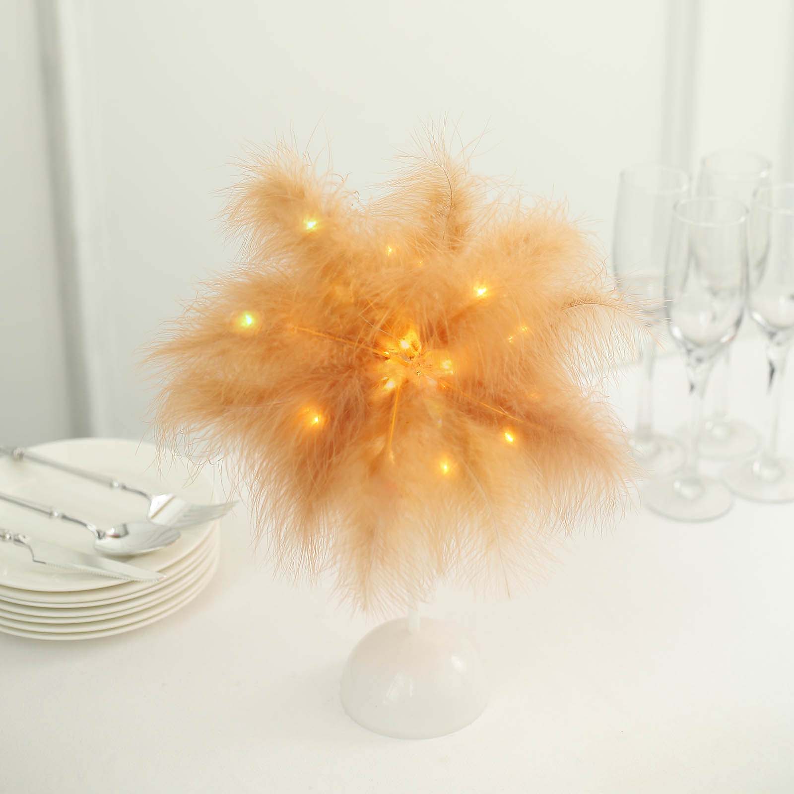 Cordless Table Lamp 15" LED Feather Design Natural - Battery Operated Desk Light - Image 11