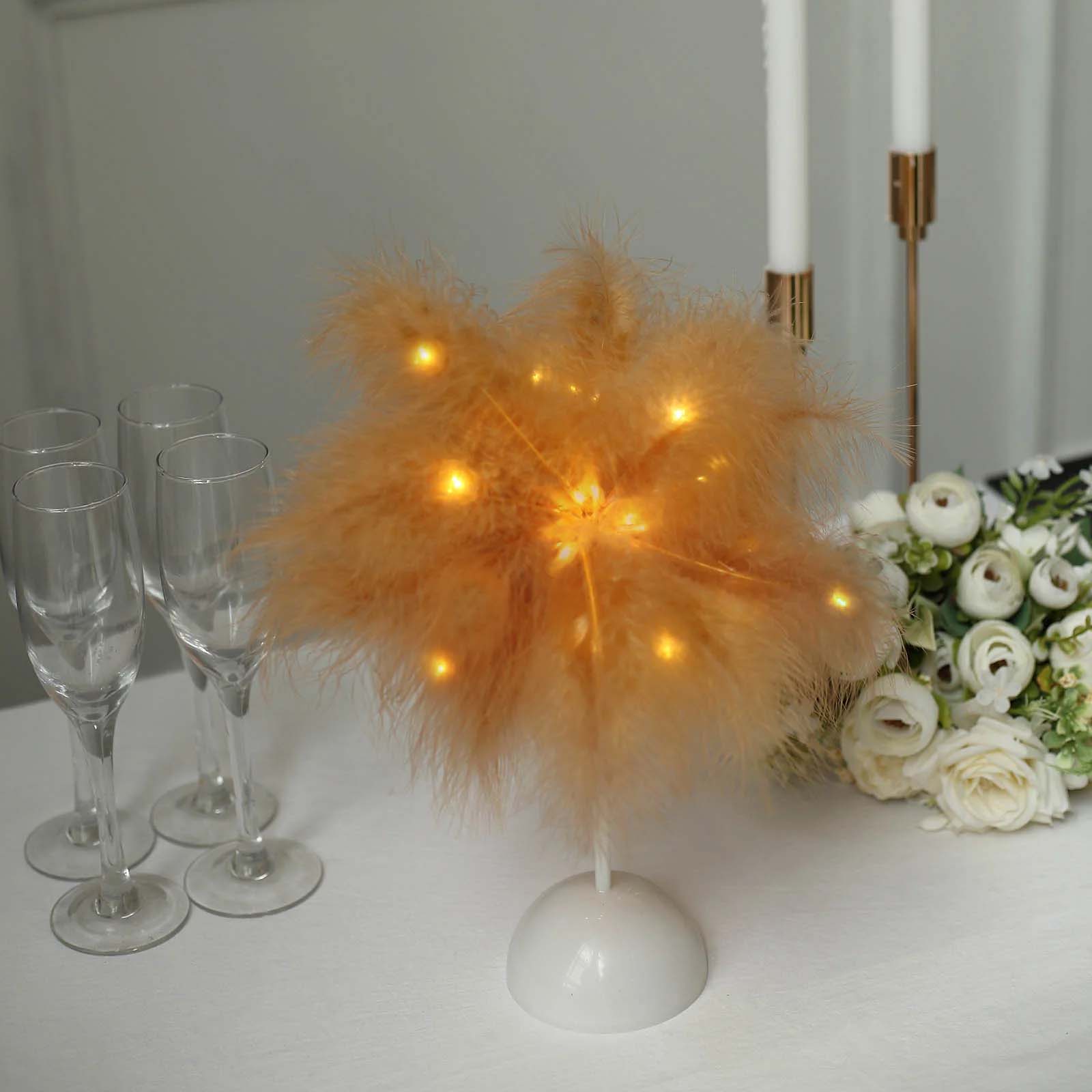 Cordless Table Lamp 15" LED Feather Design Natural - Battery Operated Desk Light - Image 12