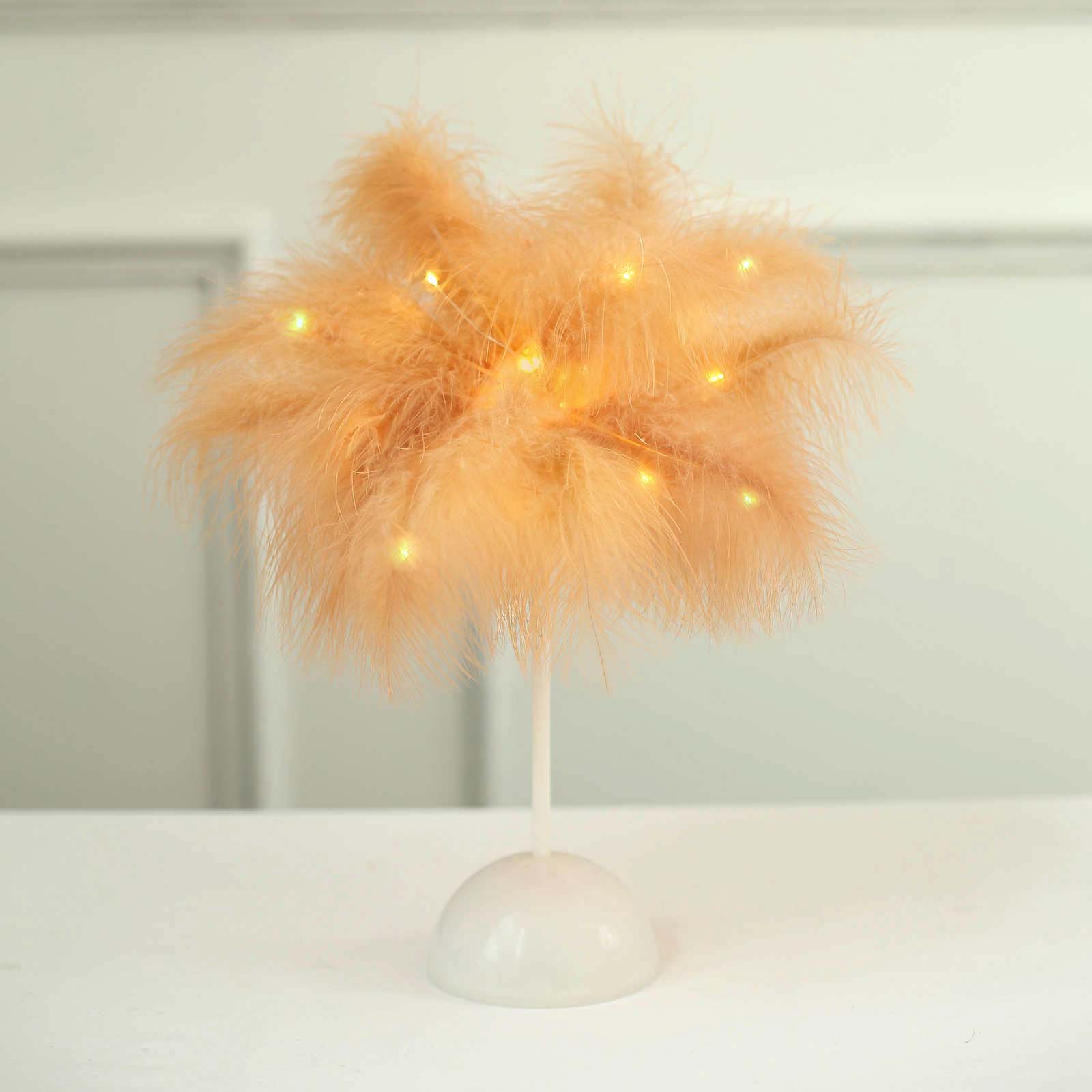 Cordless Table Lamp 15" LED Feather Design Natural - Battery Operated Desk Light - Image 6