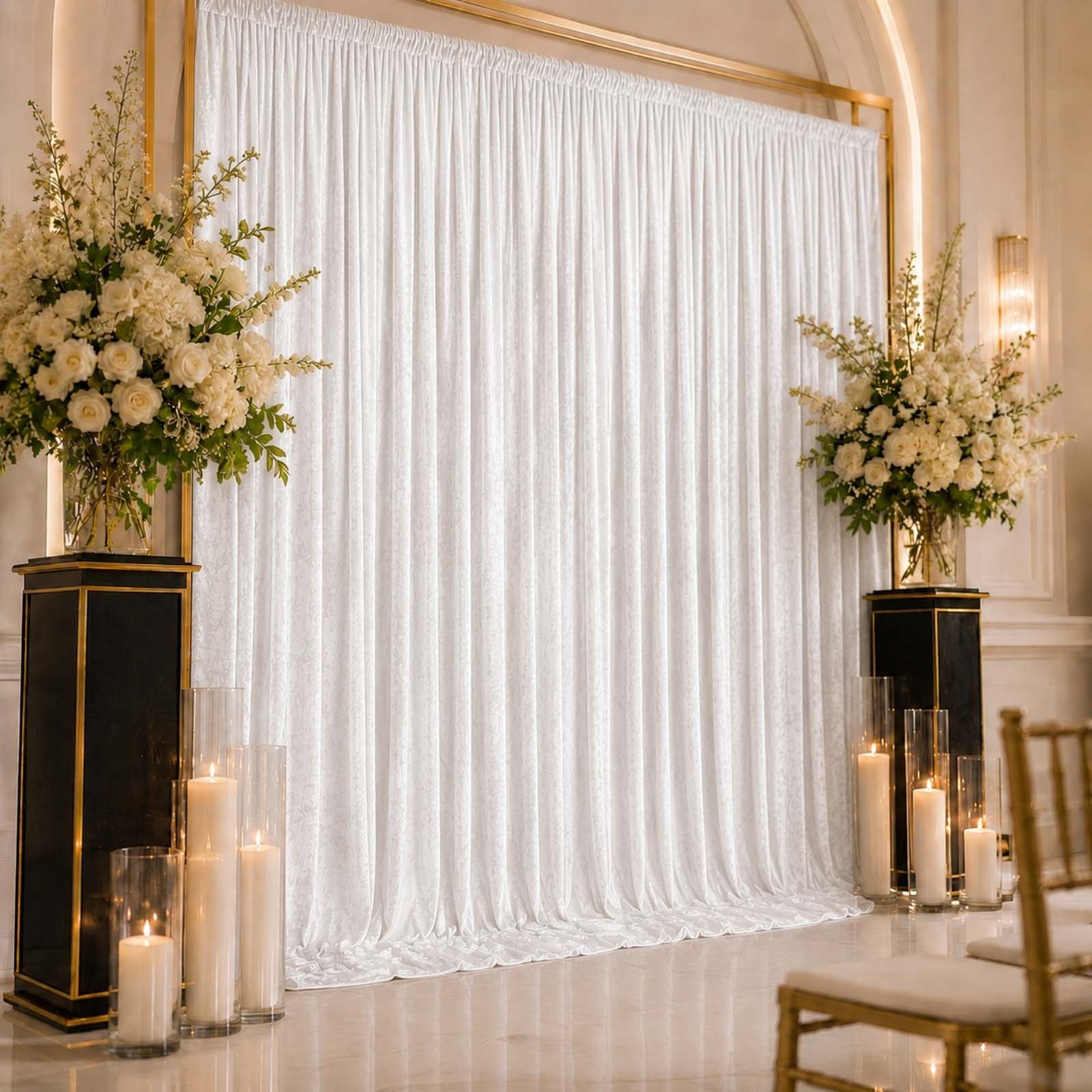 White Premium Crushed Velvet Backdrop Curtain 10ft x 12ft – Wedding Backdrop Panel & Event Drapery with Rod Pocket, 70% Blackout - Image 3