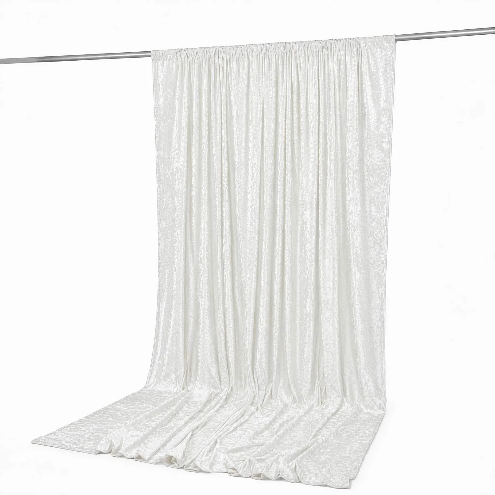 White Premium Crushed Velvet Backdrop Curtain 10ft x 12ft – Wedding Backdrop Panel & Event Drapery with Rod Pocket, 70% Blackout - Image 5
