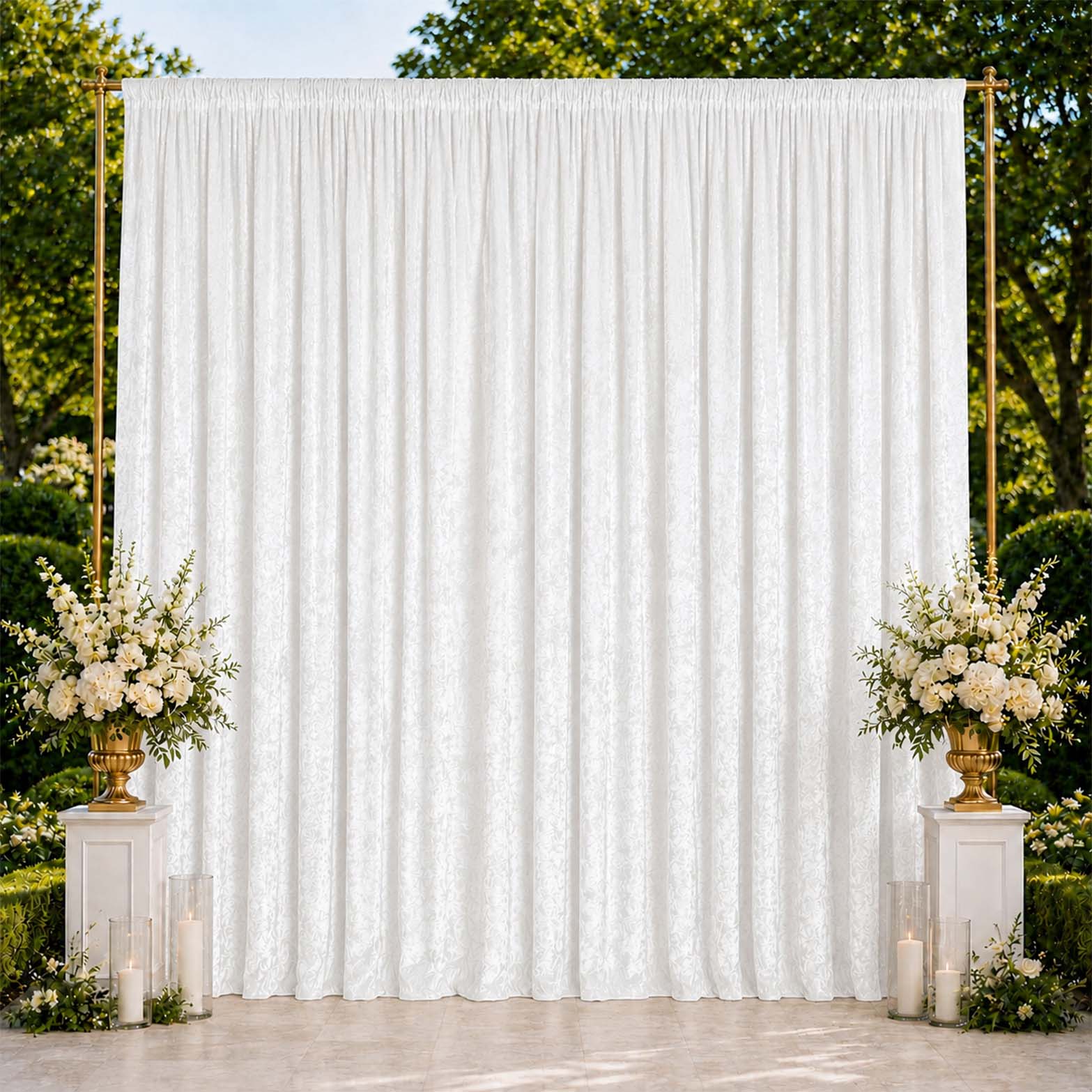 White Premium Crushed Velvet Backdrop Curtain 10ft x 14ft – Stage Backdrop Panel & Event Drape with Rod Pocket, 70% Blackout - Image 3