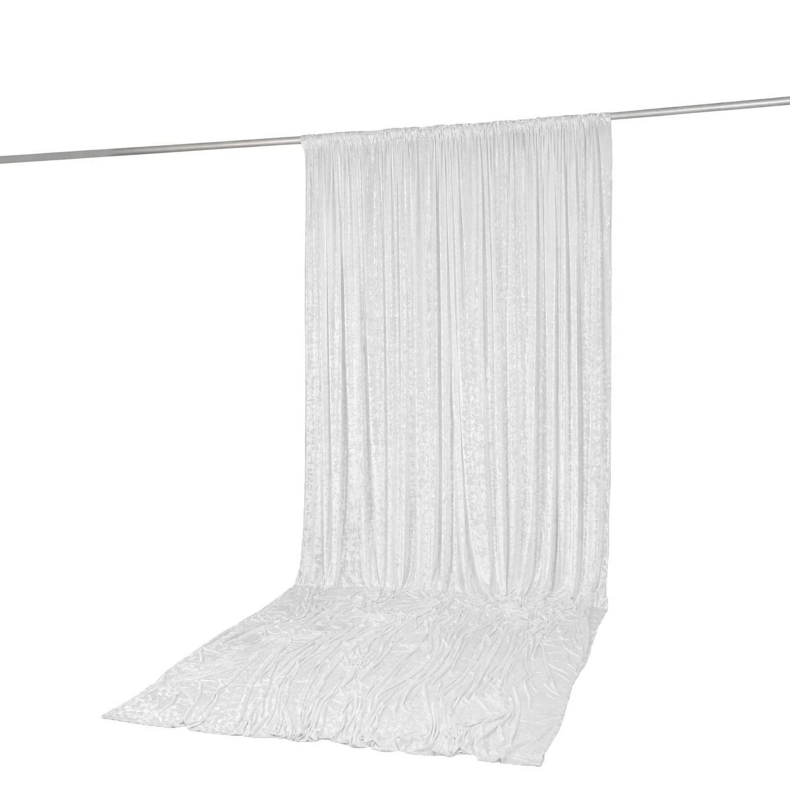 White Premium Crushed Velvet Backdrop Curtain 10ft x 14ft – Stage Backdrop Panel & Event Drape with Rod Pocket, 70% Blackout - Image 5