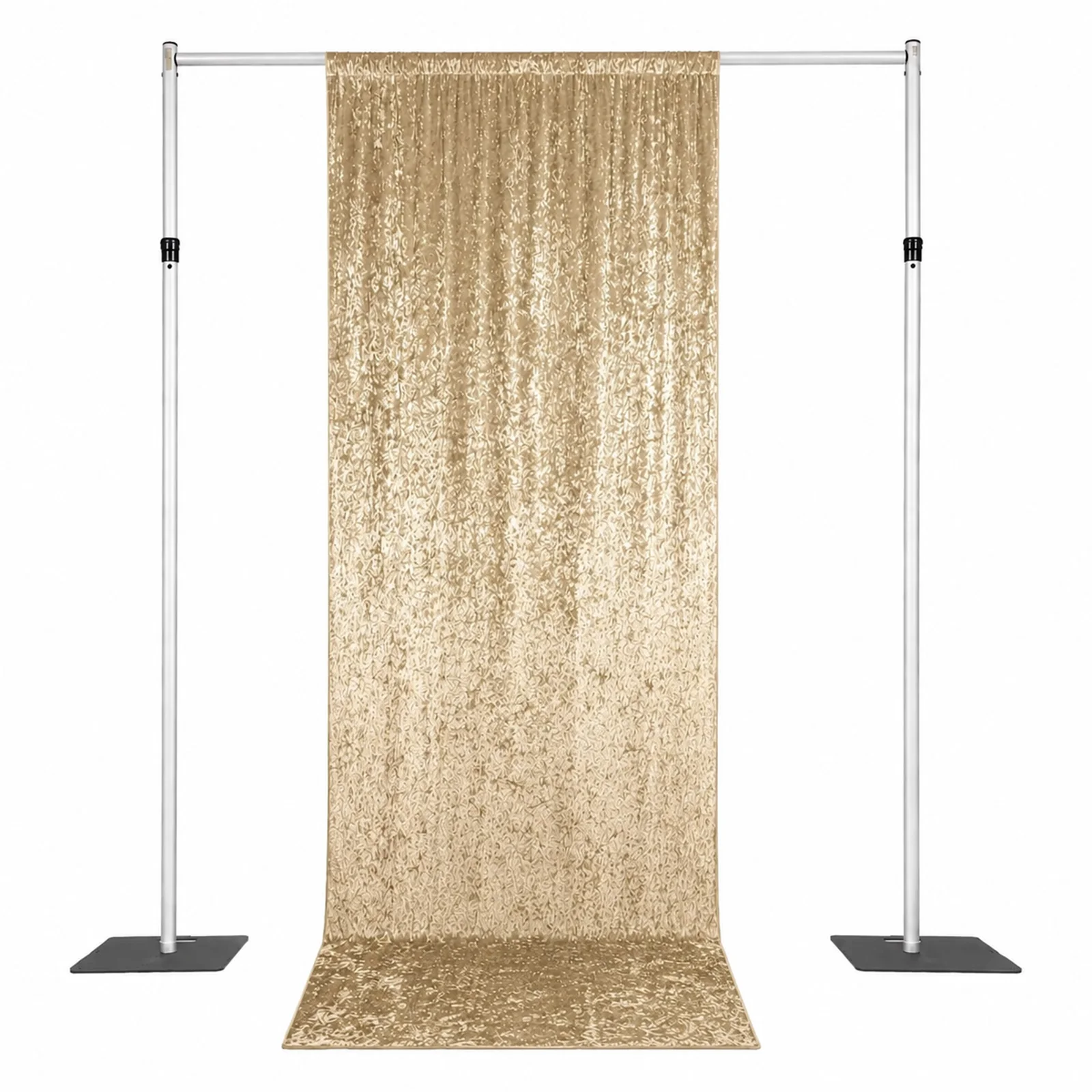 Beige Premium Crushed Velvet Backdrop Curtain 5ft x 14ft – Event Drape Panel & Photo Booth Background with Rod Pocket, 70% Blackout - Image 2