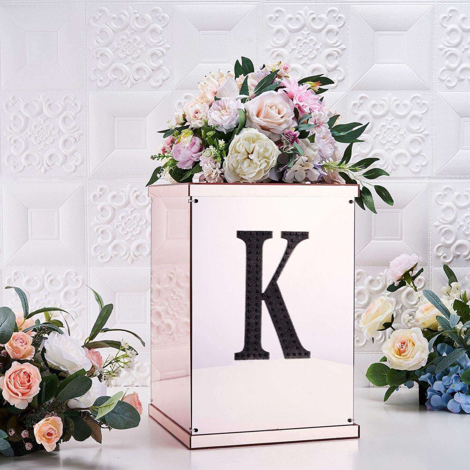 Decorative Rhinestone Alphabet "K" Letter Stickers, Glitter Adhesive Craft Letters Black DIY Sparkle Embellishments 8" - Image 2