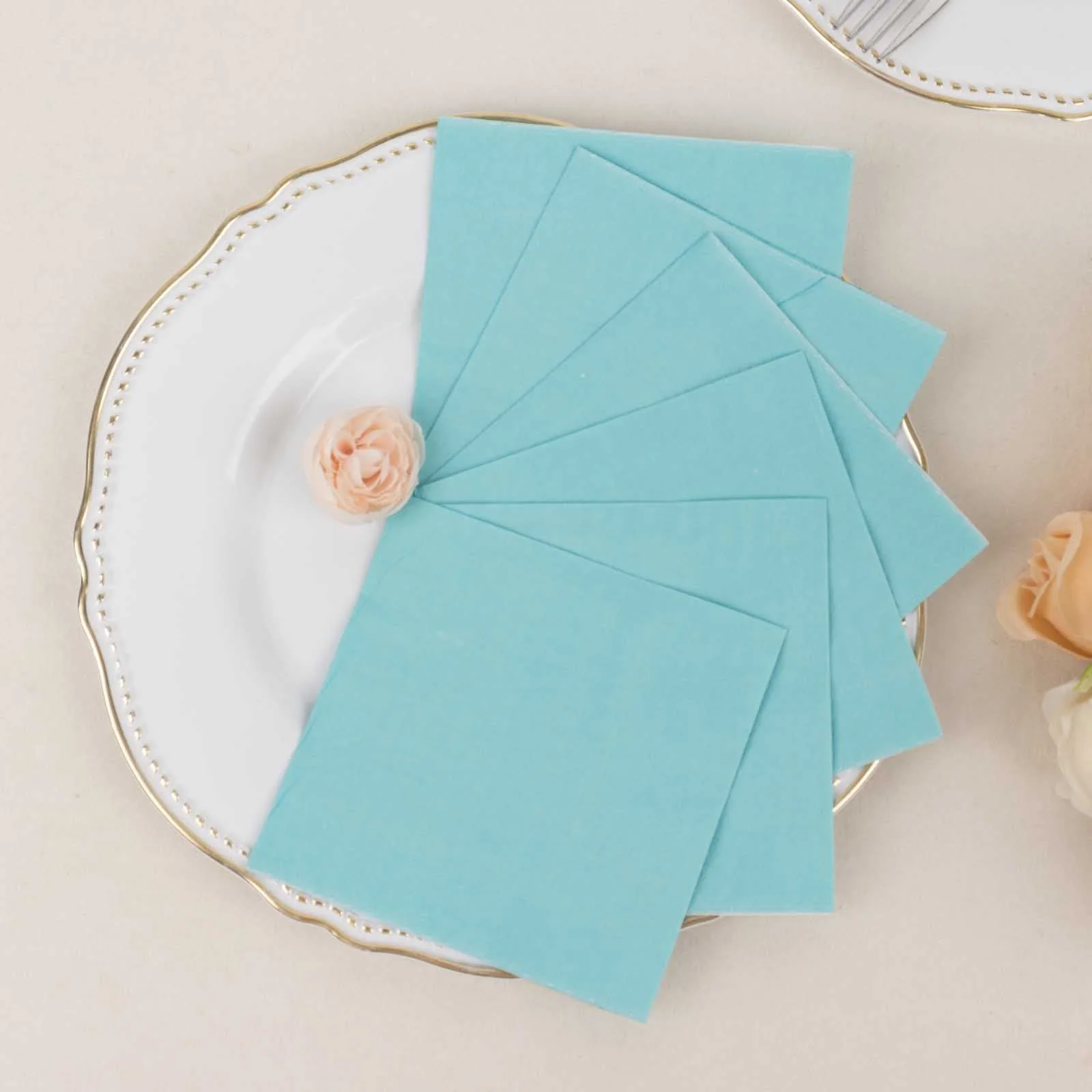 50-Pack Paper Beverage Napkins 2 Ply Blue 5"x5" - Soft Disposable Cocktail Napkins 18GSM - Image 2