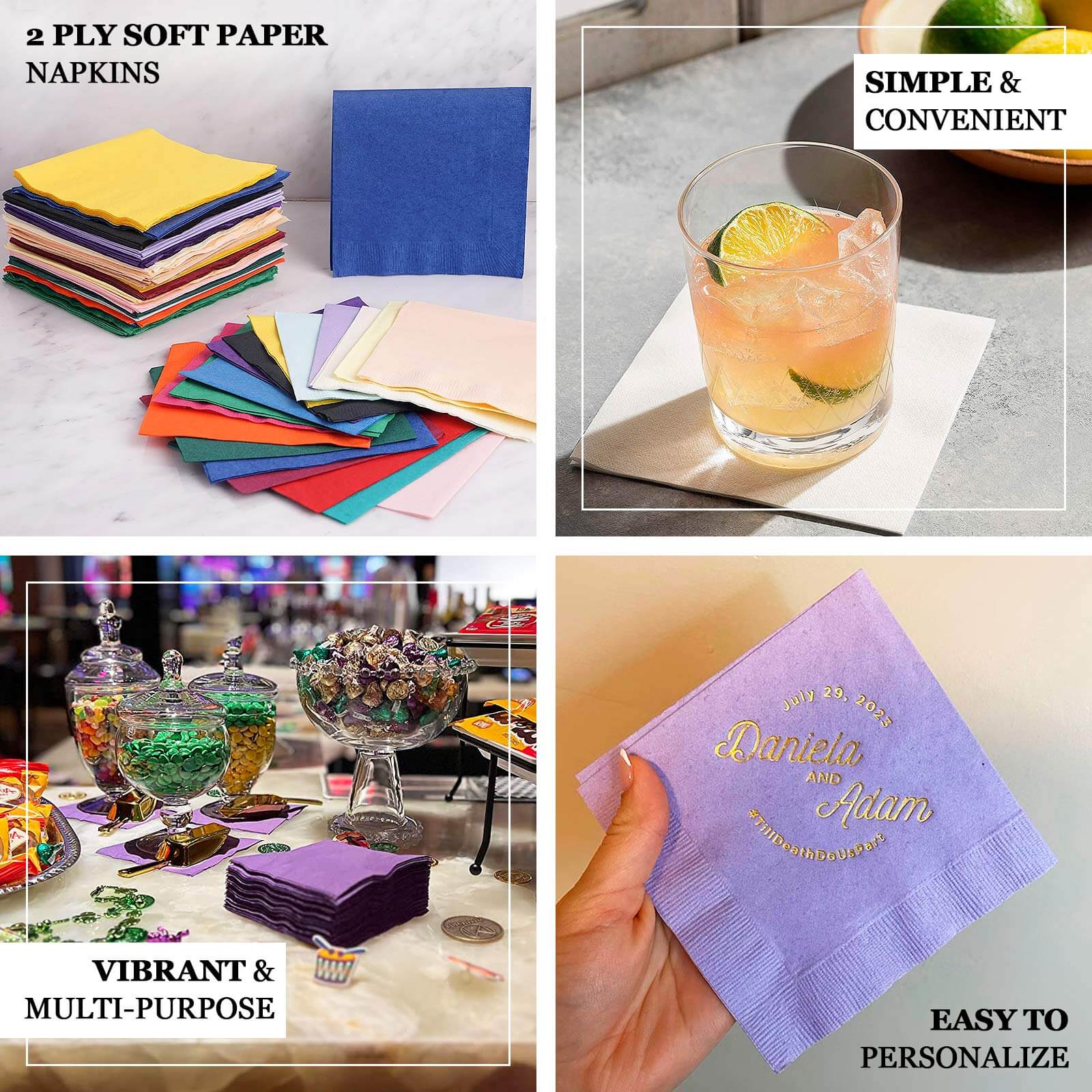 50-Pack Paper Beverage Napkins 2 Ply Blue 5"x5" - Soft Disposable Cocktail Napkins 18GSM - Image 4