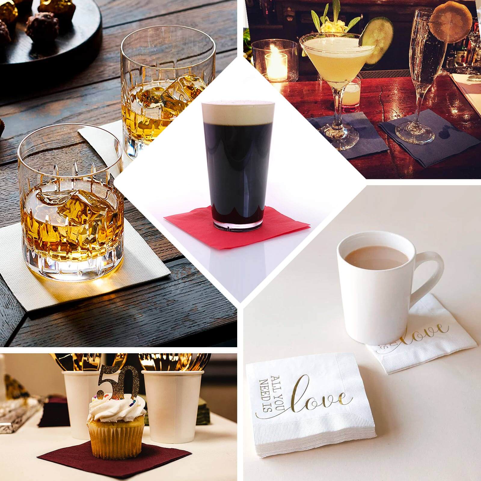 50-Pack Paper Beverage Napkins 2 Ply Blue 5"x5" - Soft Disposable Cocktail Napkins 18GSM - Image 5