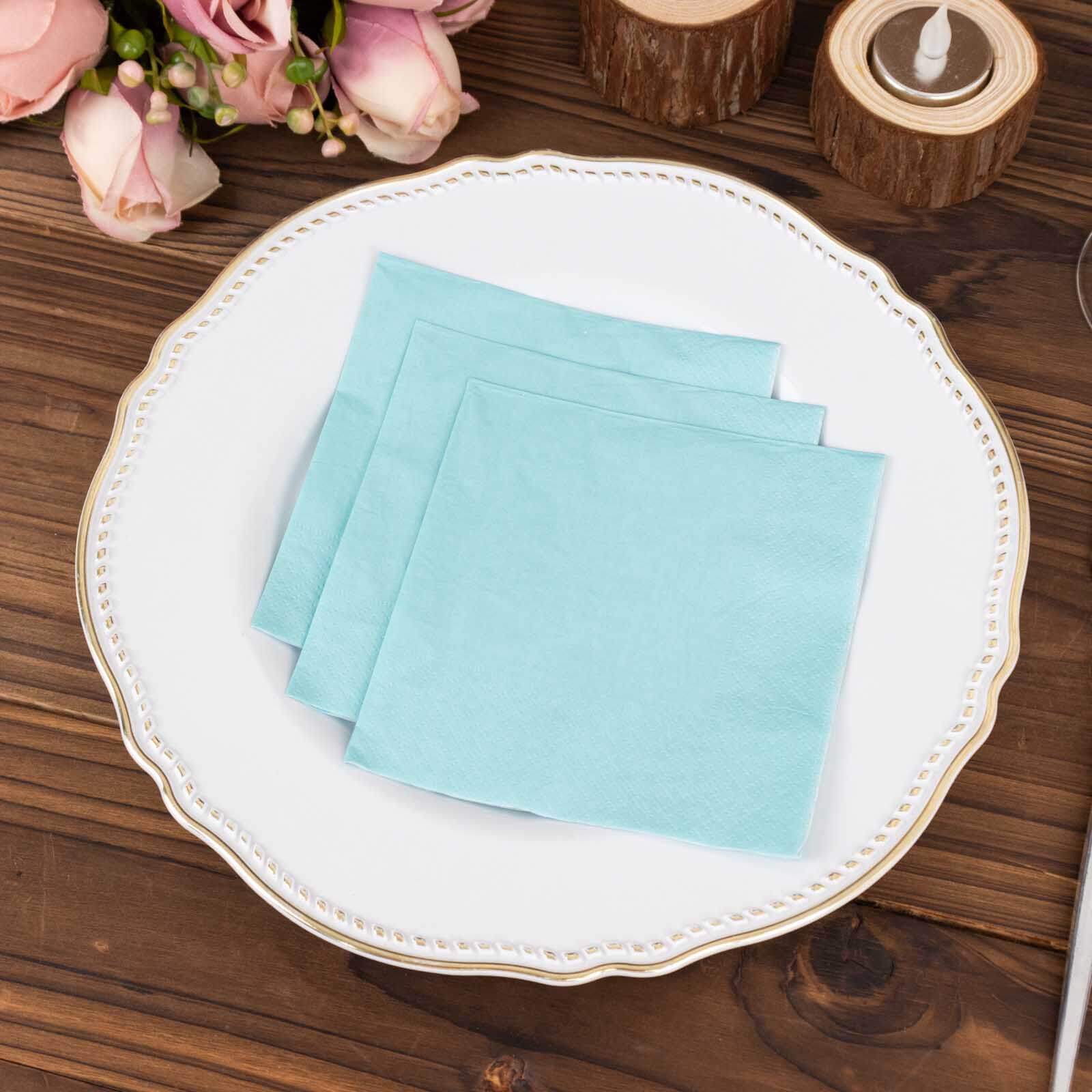 50-Pack Paper Beverage Napkins 2 Ply Blue 5"x5" - Soft Disposable Cocktail Napkins 18GSM - Image 7