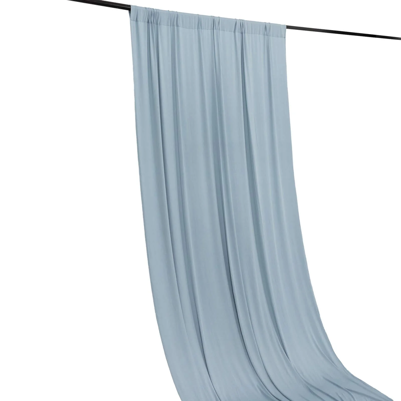 Dusty Blue 4-Way Stretch Spandex Backdrop Drape Curtain, Wrinkle Free Event Divider Panel with Rod Pockets - 5ftx16ft