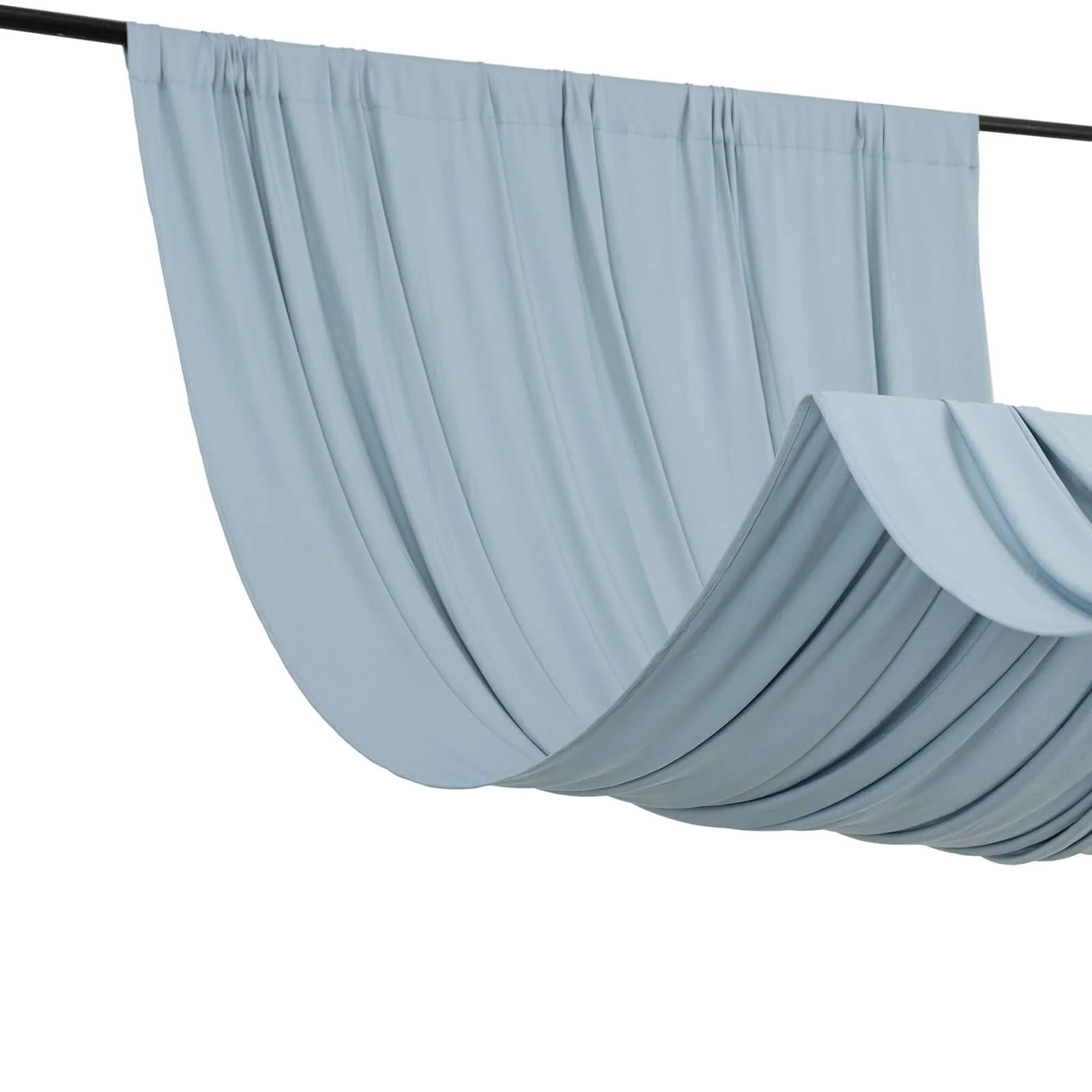 Dusty Blue 4-Way Stretch Spandex Backdrop Drape Curtain, Wrinkle Free Event Divider Panel with Rod Pockets - 5ftx16ft - Image 3