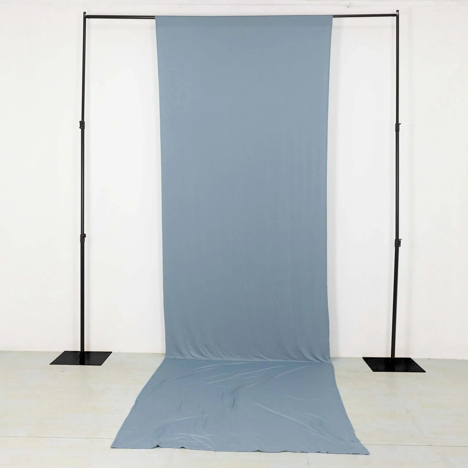 Dusty Blue 4-Way Stretch Spandex Backdrop Drape Curtain, Wrinkle Free Event Divider Panel with Rod Pockets - 5ftx16ft - Image 6